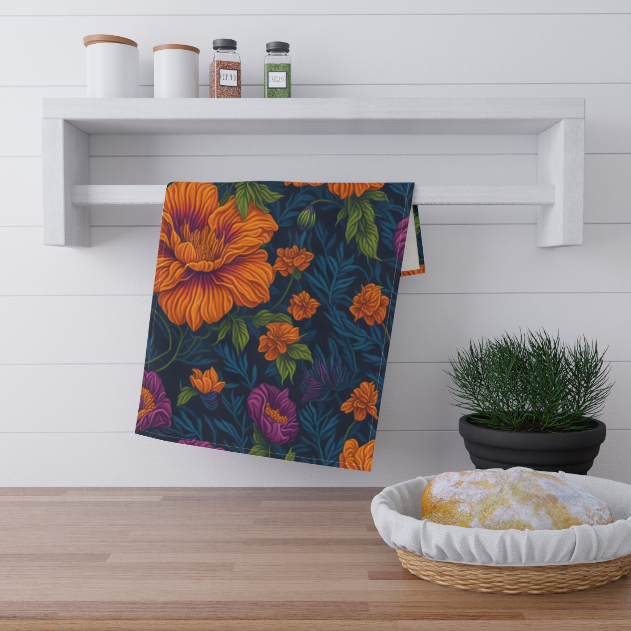 Botanical Tetraneuris Flowers Designed Tea Towels (cotton, poly)