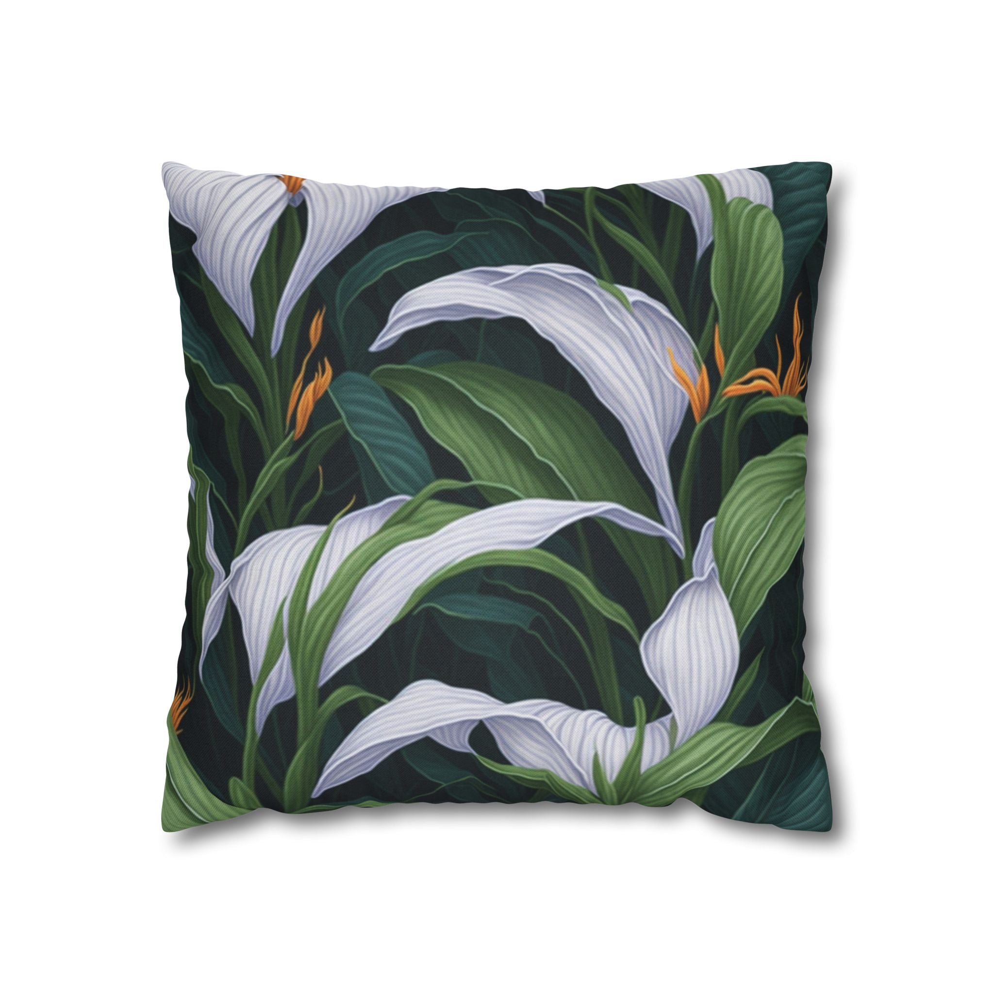 Welcoming Spathiphyllum Perennial Flower Spun Polyester Square Pillowcase