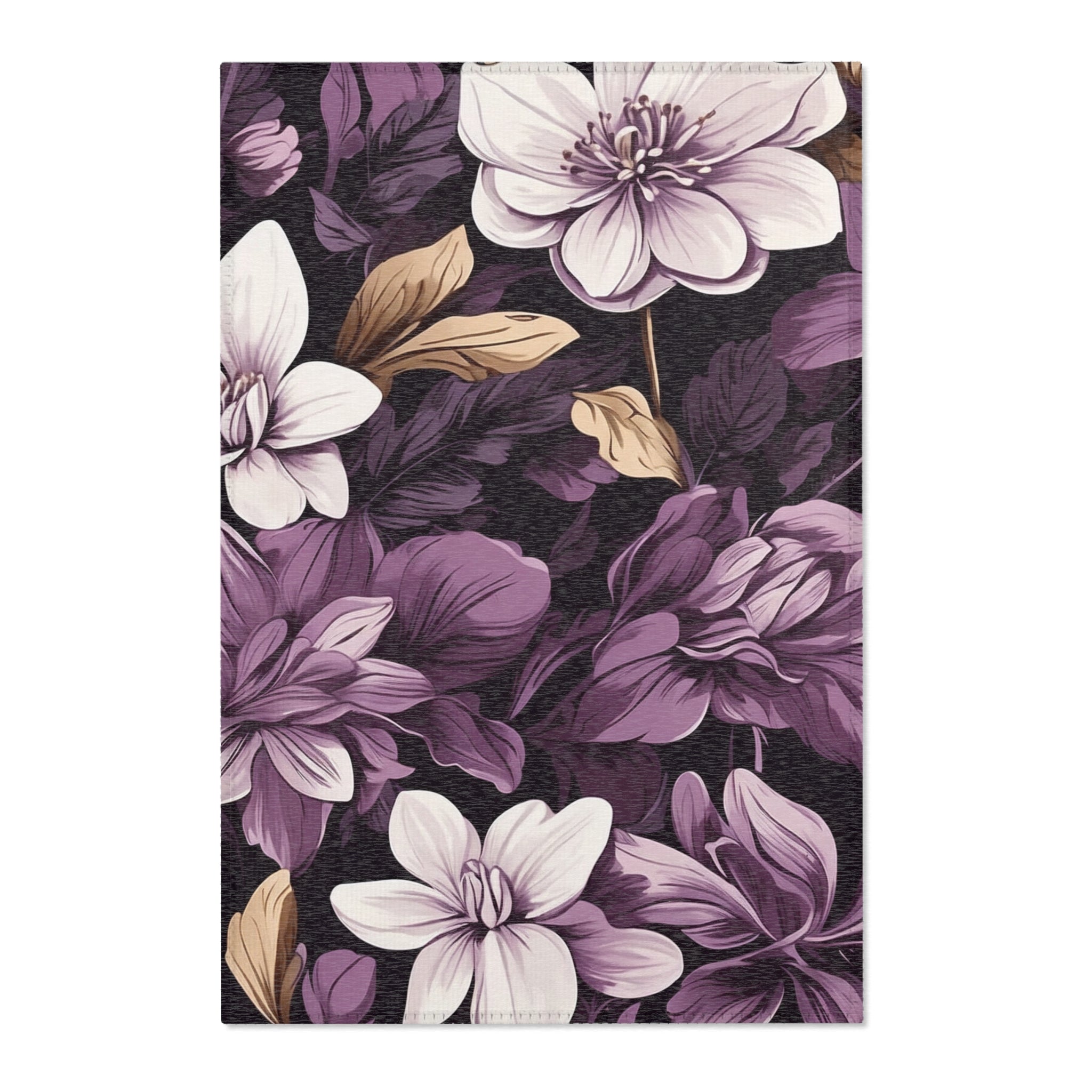 Brilliant Spring Floral in Purple Basil Area Rugs Available in Multiple sizes