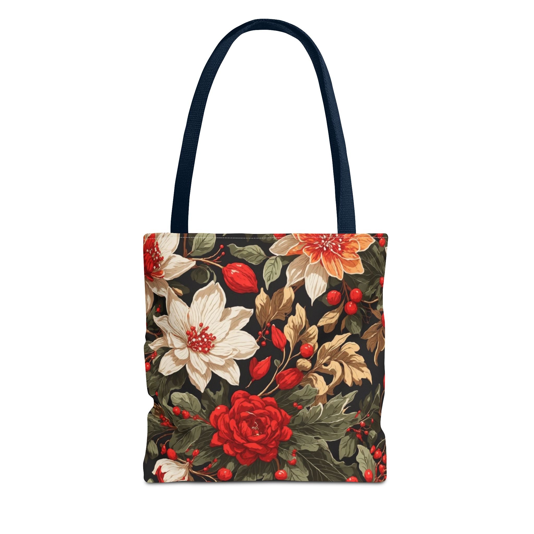 Glimmering Winter Floral Designed Tote Bag Available in 3 sizes