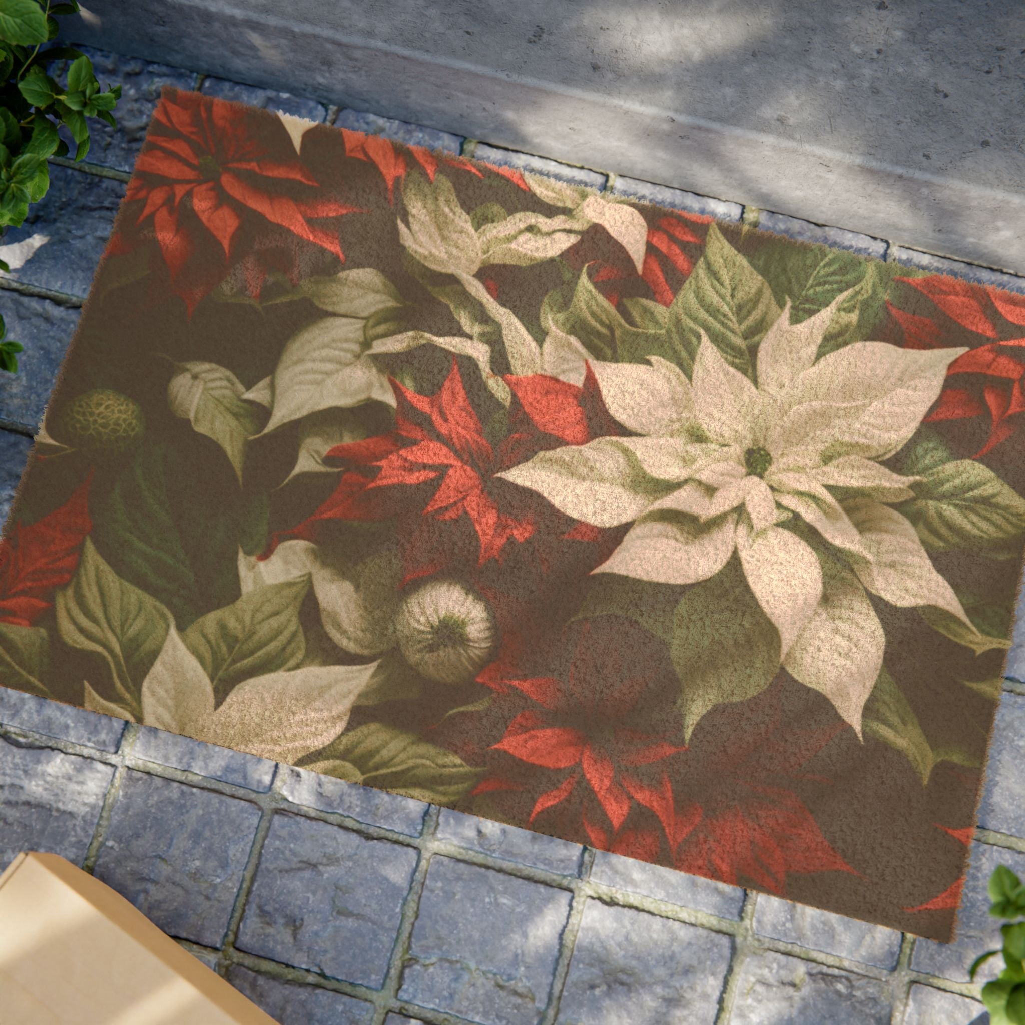 Blooming Bali Poinsettia Flower Designed Doormat