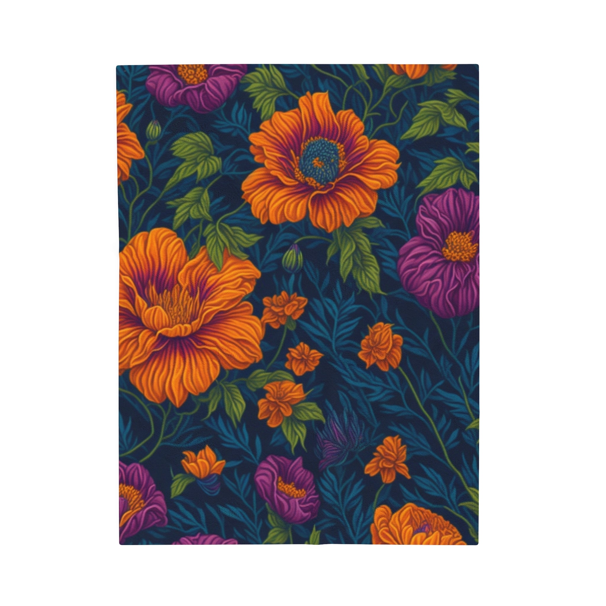 Botanical Tetraneuris Flowers Designed Velveteen Plush Blanket