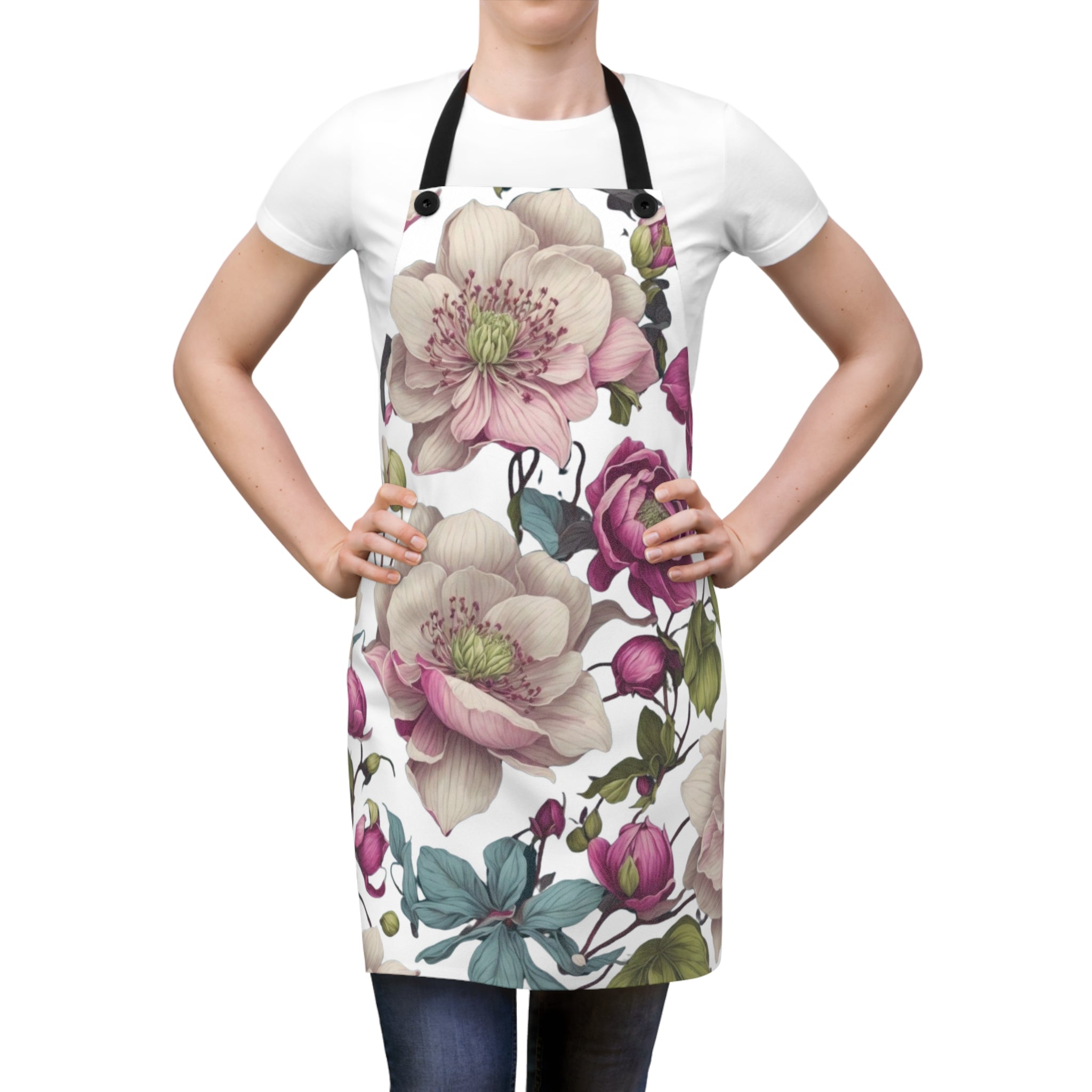 Gentle Spring Helleborus Flowers Designed Apron