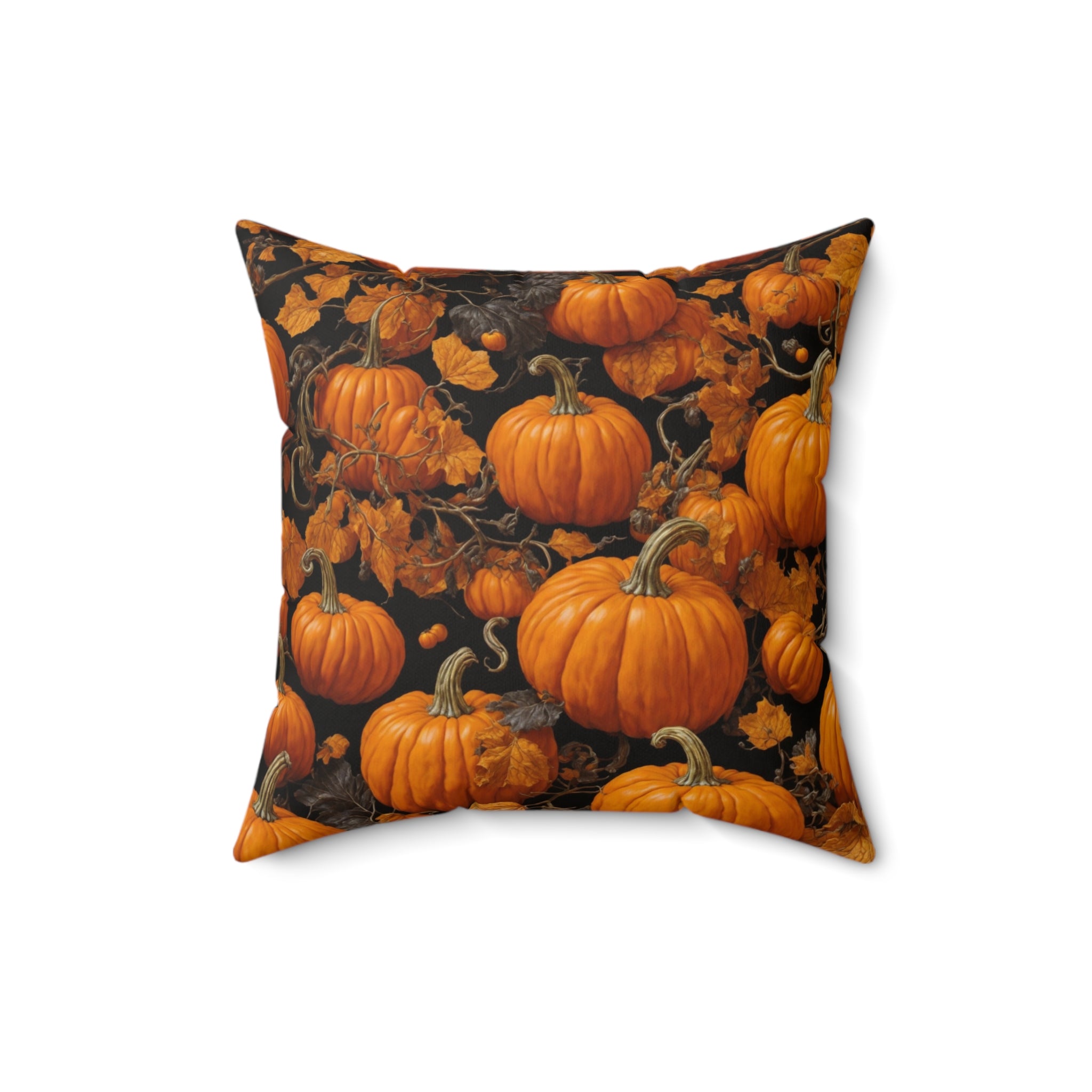 Plenty of Pumpkins in the Patch Design Spun Polyester Square Throw Pillow with Insert