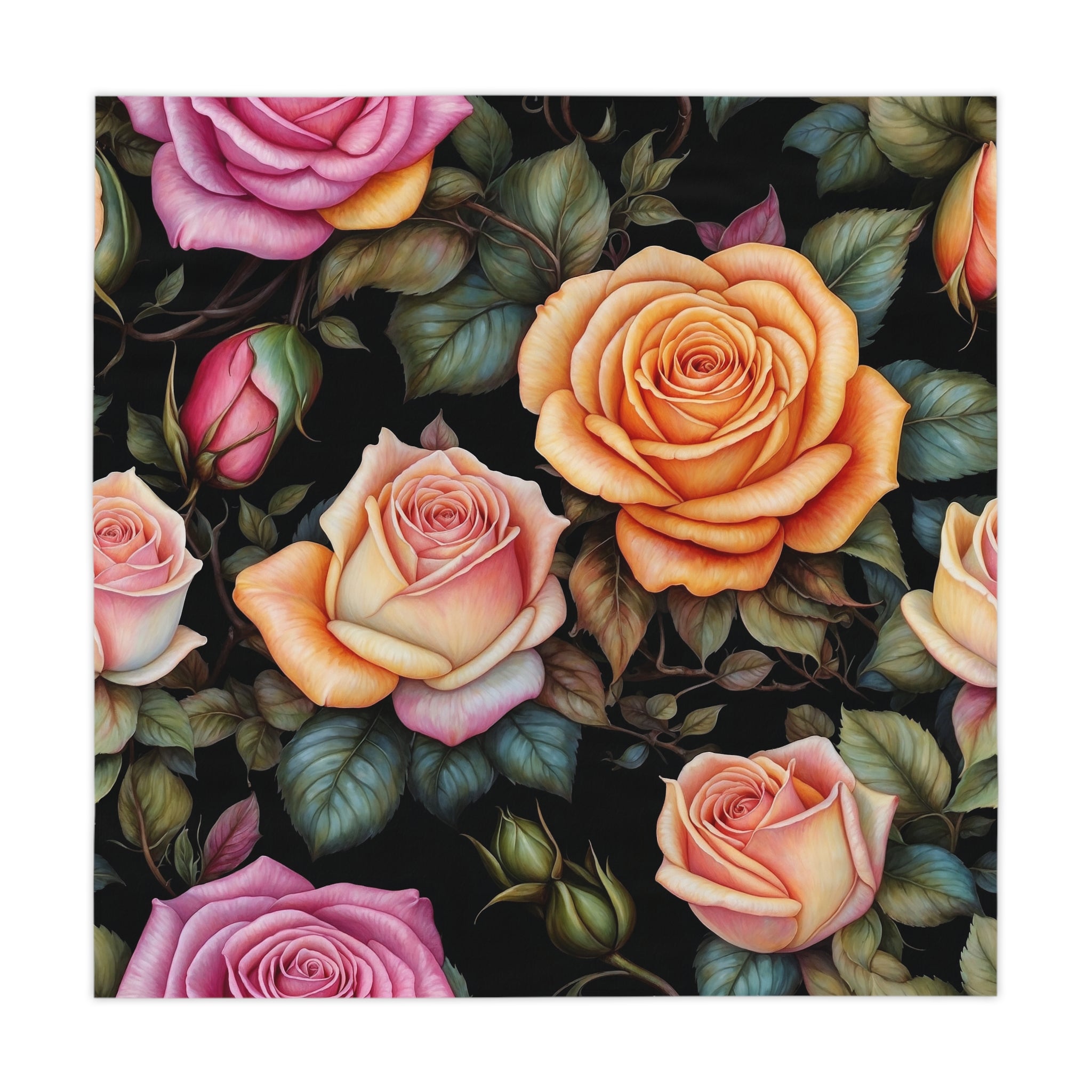 Captivating Pastel Floral Rose Designed 55" x 55" Tablecloth