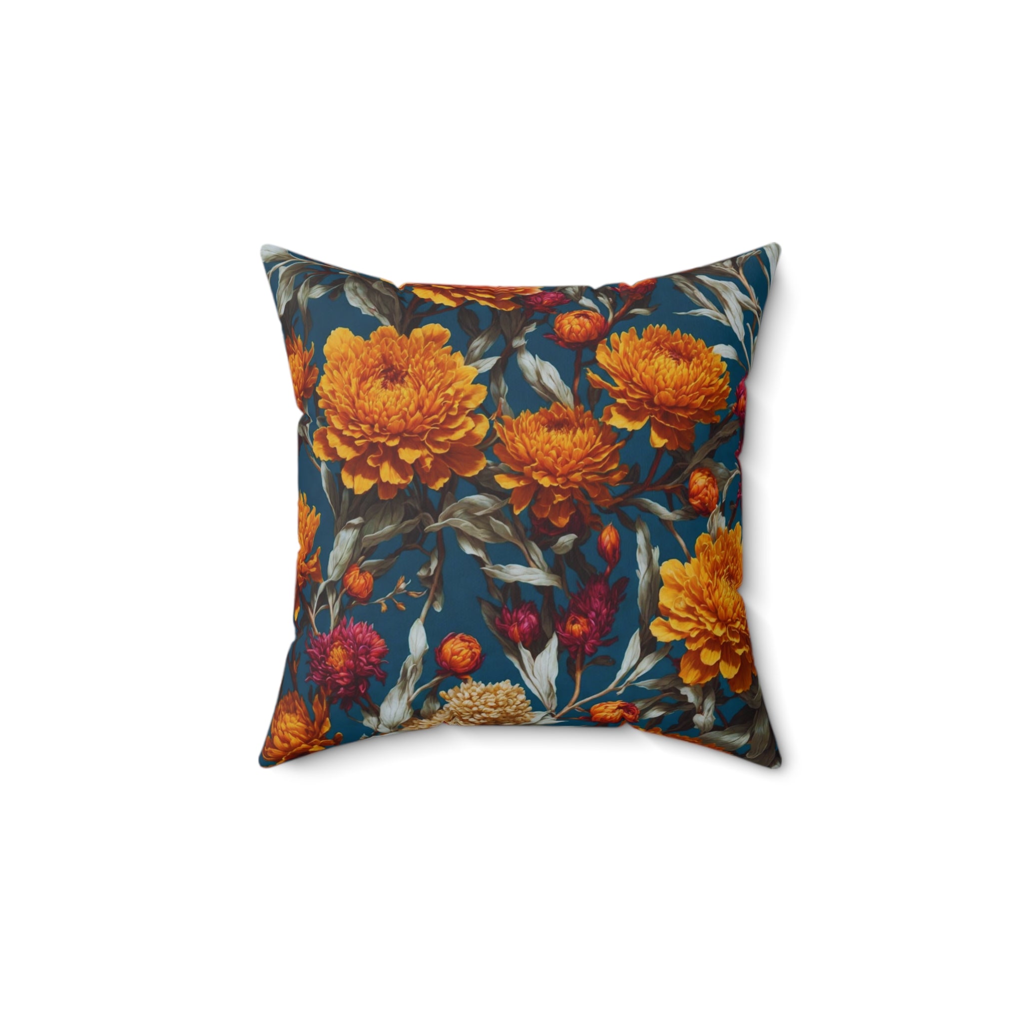 Dynamic Fresco Helichrysum Flowers Designed Spun Polyester Square Throw Pillow with Insert