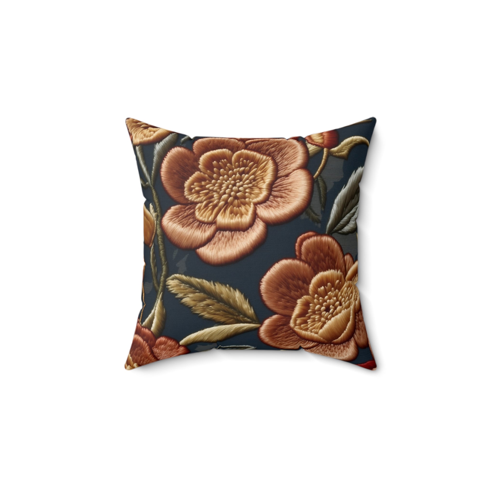 Refined Cinnamon Slate Spring Flowers Spun Polyester Square Pillow with Insert