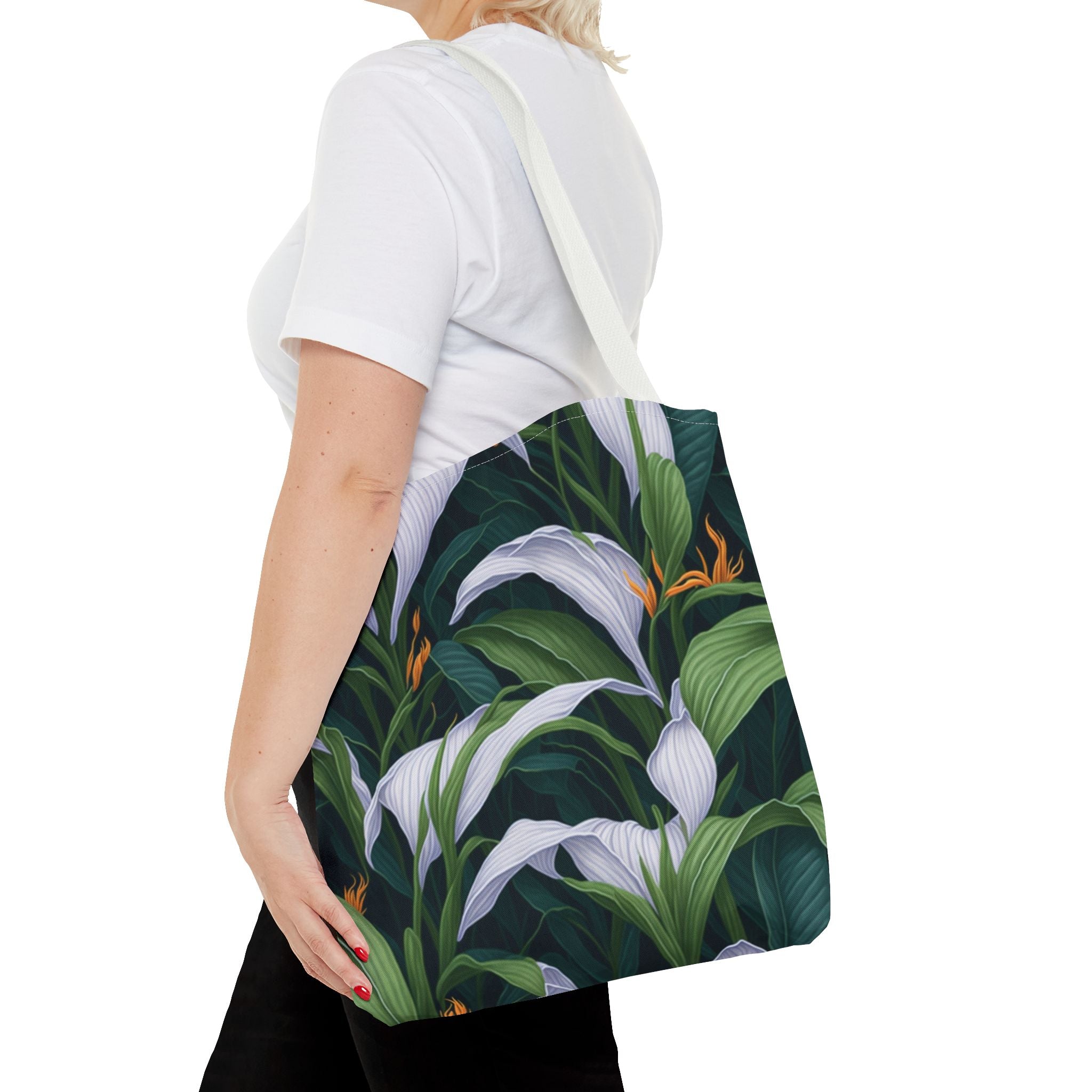 Welcoming Spathiphyllum Perennial Flower Designed Tote Bag Available in 3 Sizes