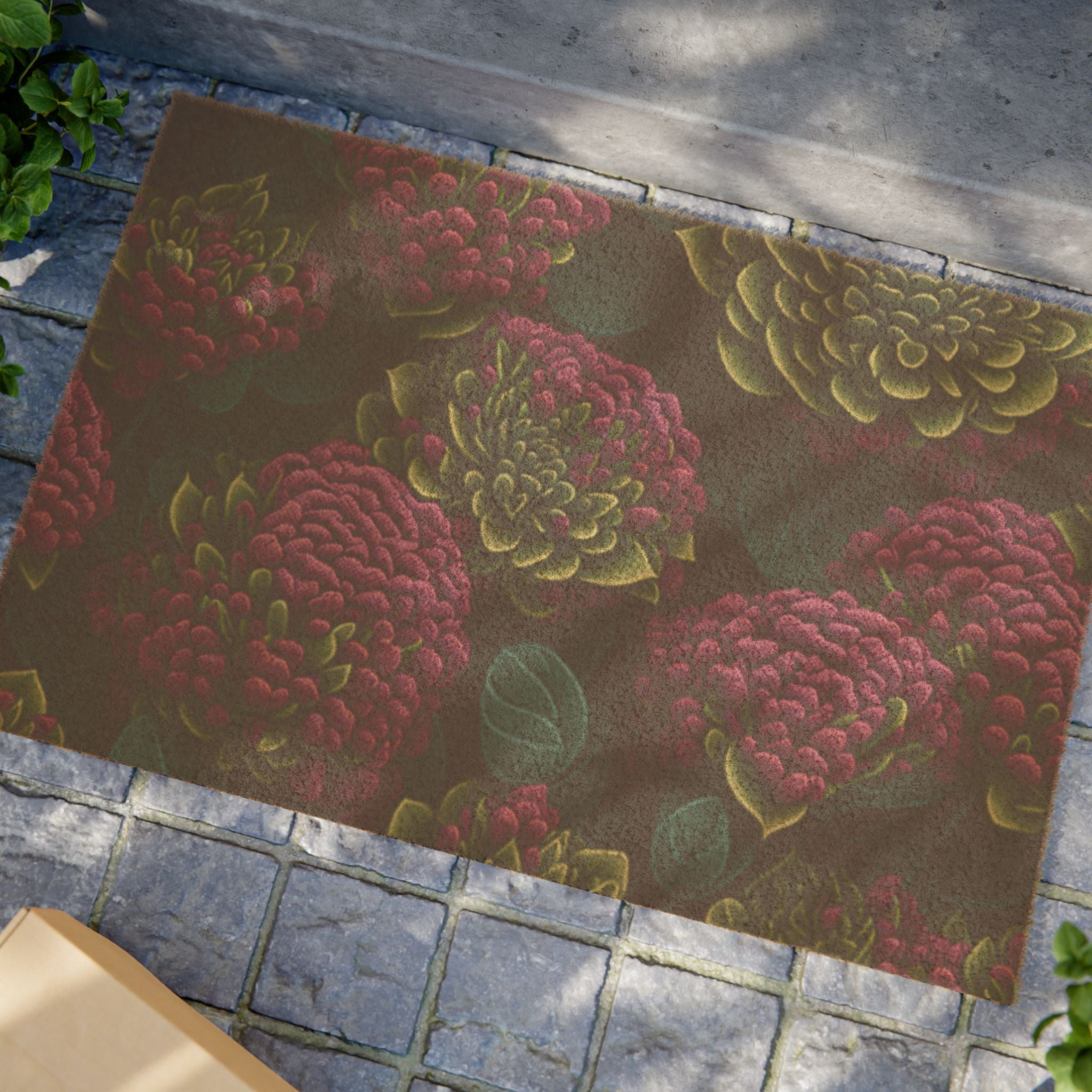 Alluring Sedum Flowers Designed Doormat