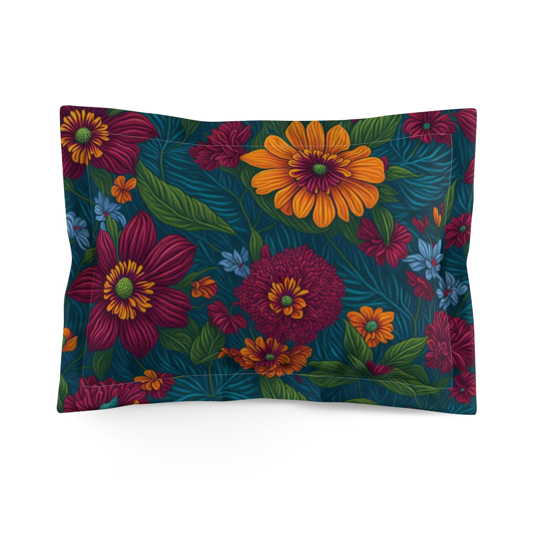 Exotic Tolmiea Flowers Designed Microfiber Pillow Sham