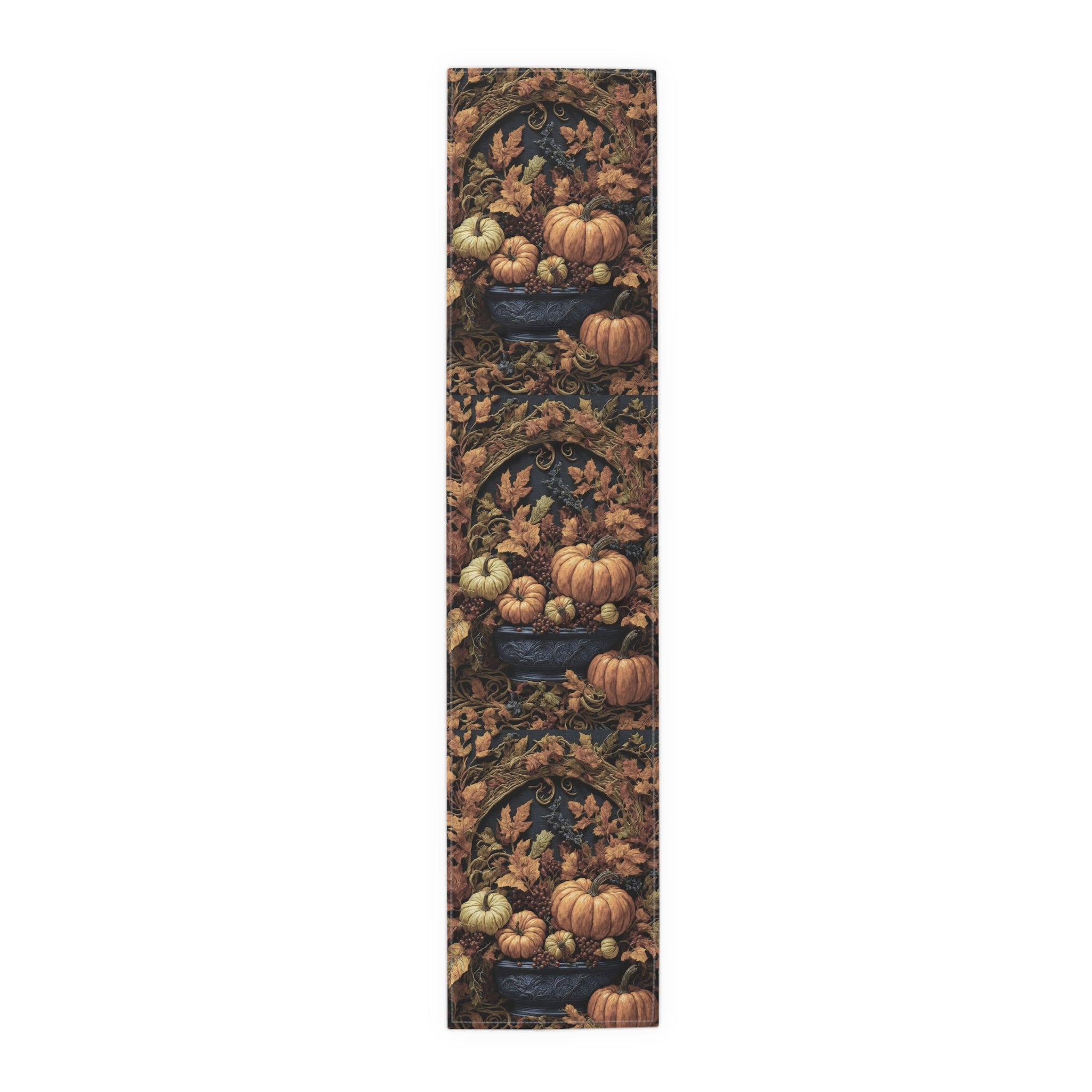 Autumn Collage Gourds & Leaves Fall Design Table Runner (Cotton, Poly) 2 Sizes Available