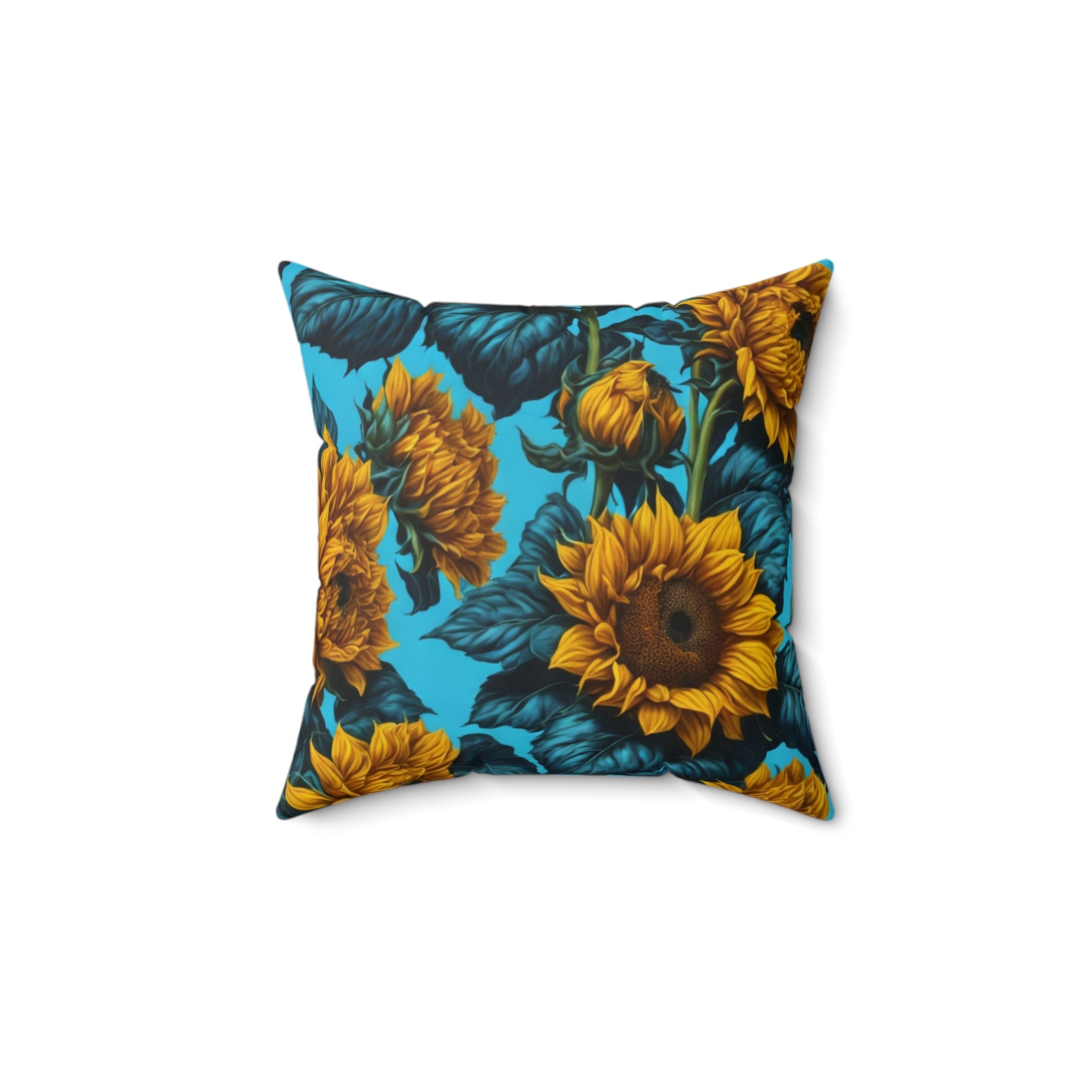 Breezy Sunny Sunflower Spun Polyester Square Floral Designed Throw Pillow 3 Available Sizes Insert Included