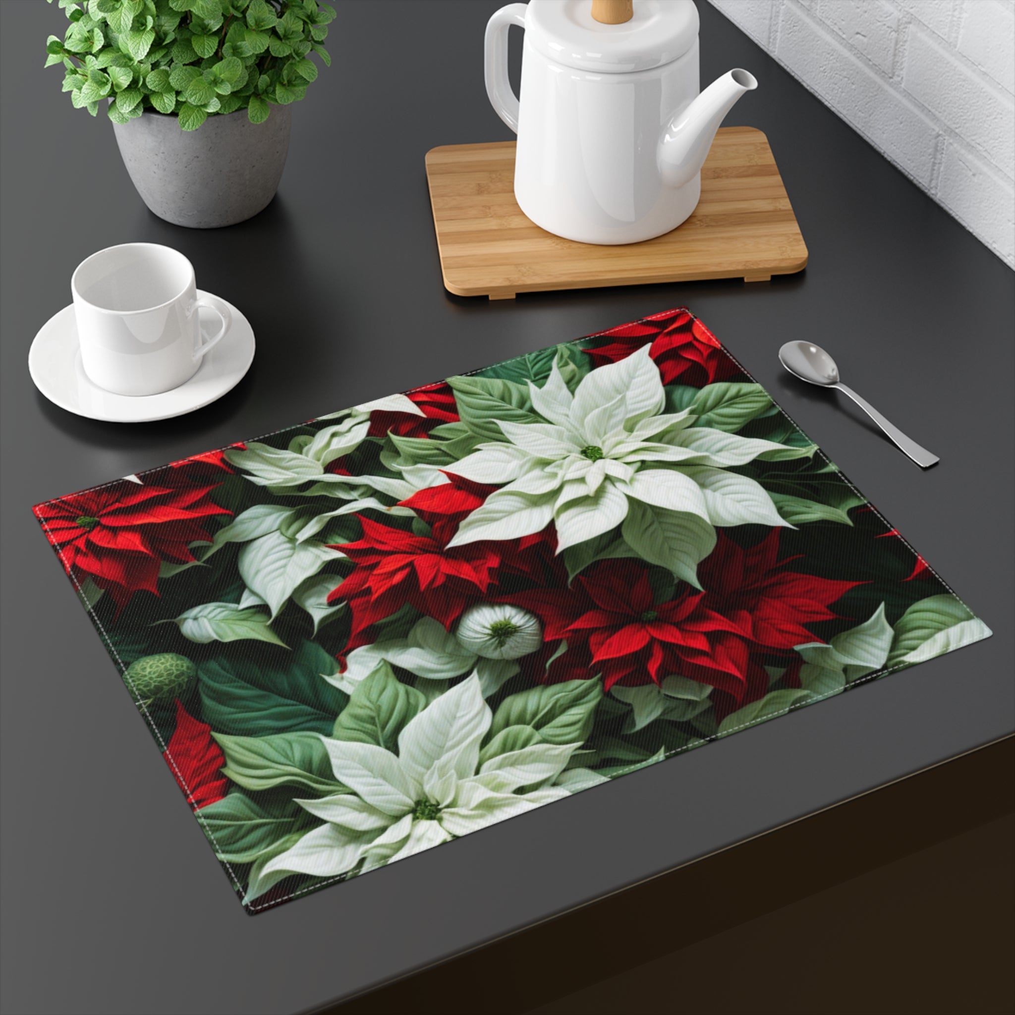 Blooming Bali Poinsettia Flowers Design Placemat - A Touch of Exotic Elegance to Your Dining Experience