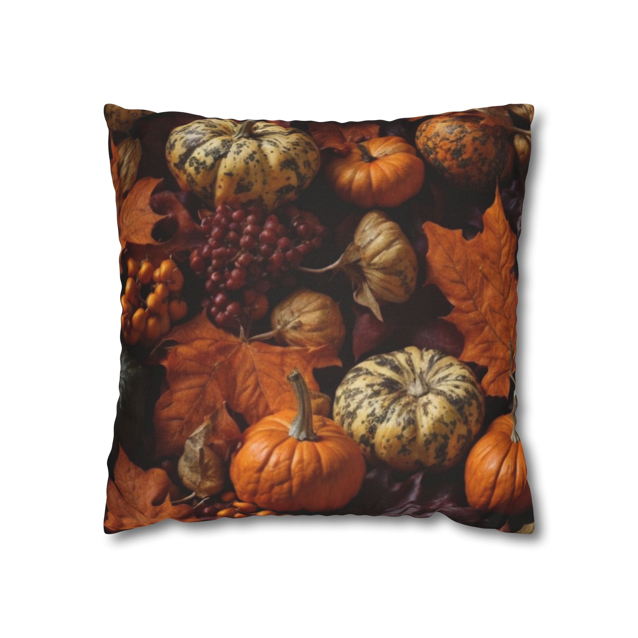 Rustic Pumpkin Harvest Among Foliage Designed Square Pillow Cover