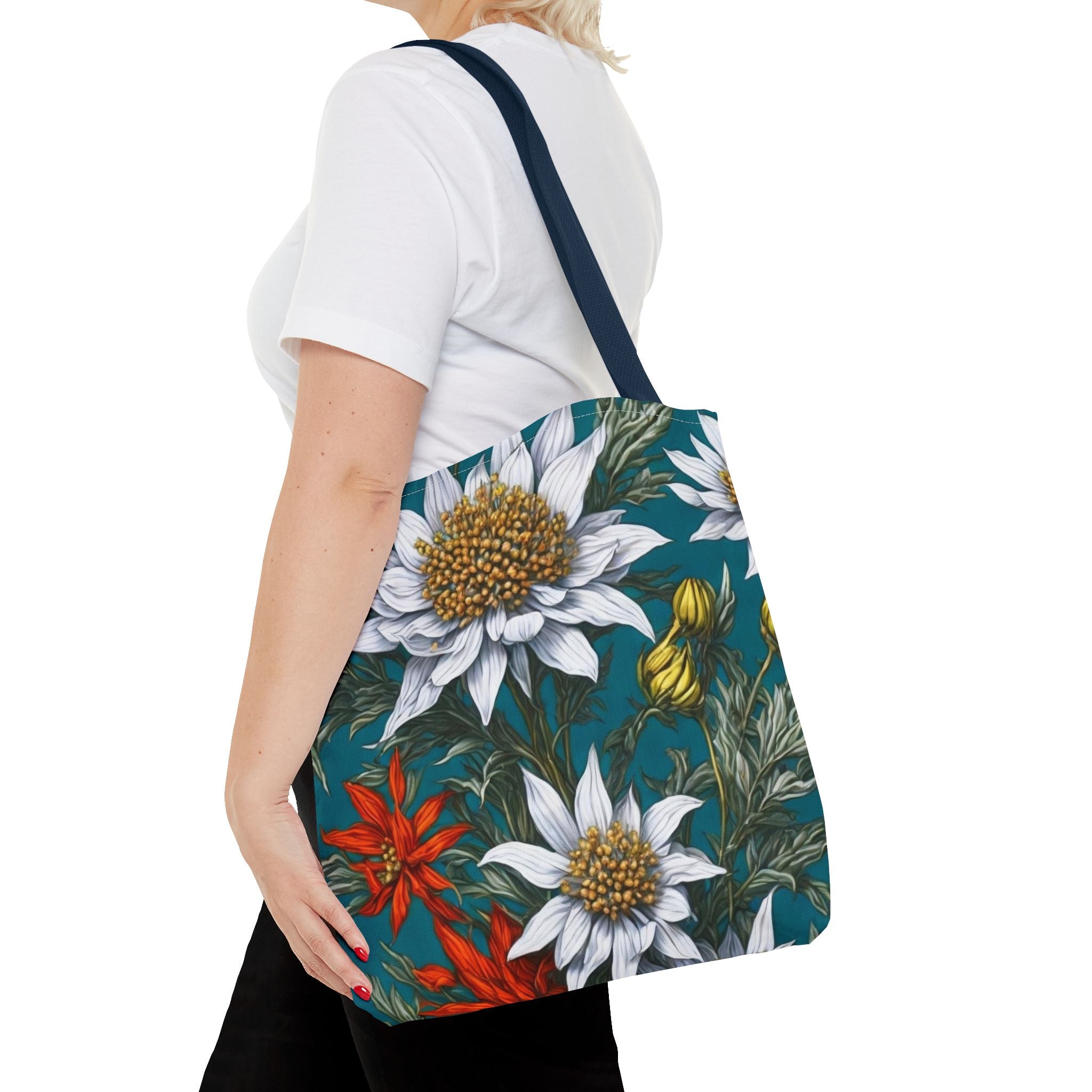 Whimsical Edelweiss Flowers Tote Bag Available in 3 sizes