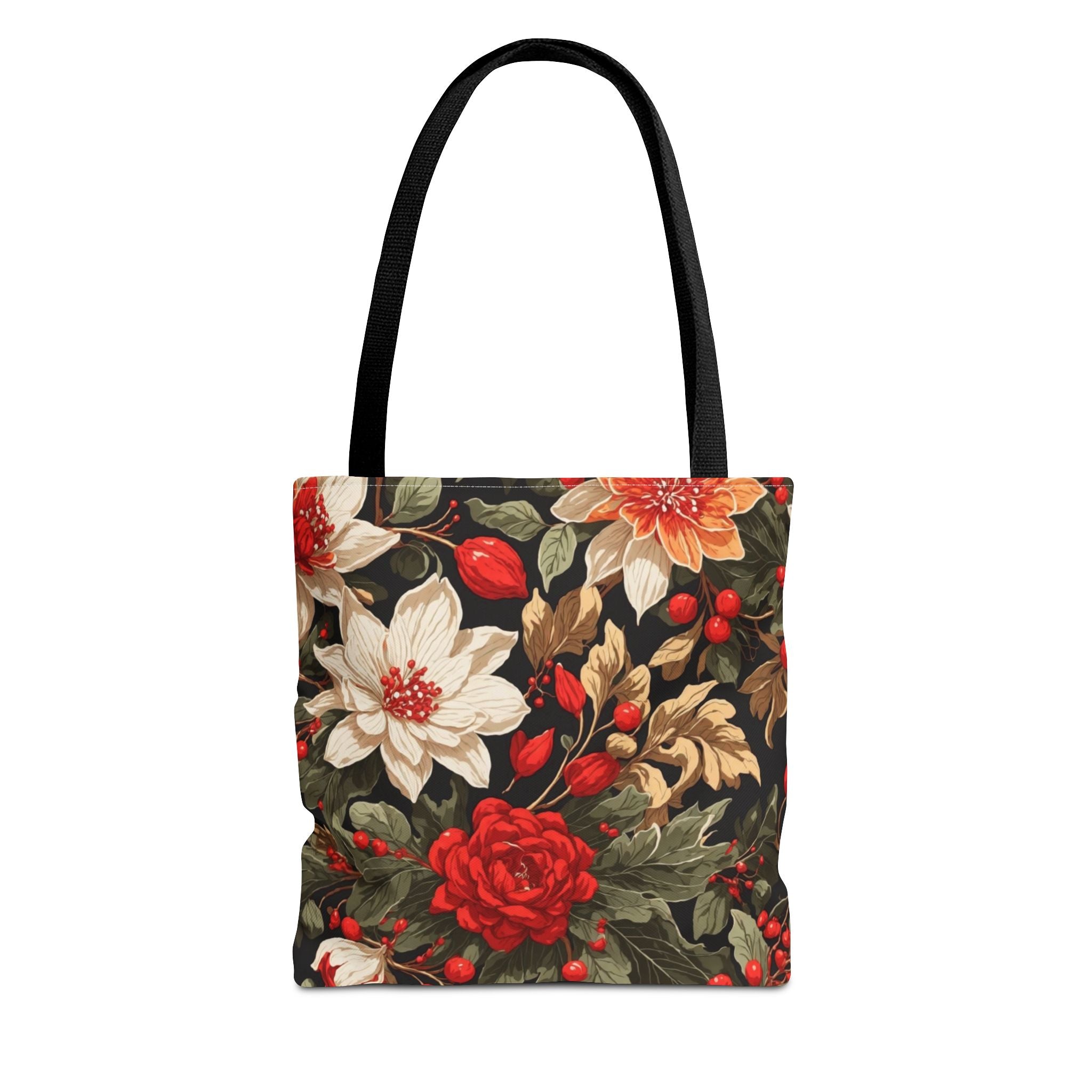 Glimmering Winter Floral Designed Tote Bag Available in 3 sizes