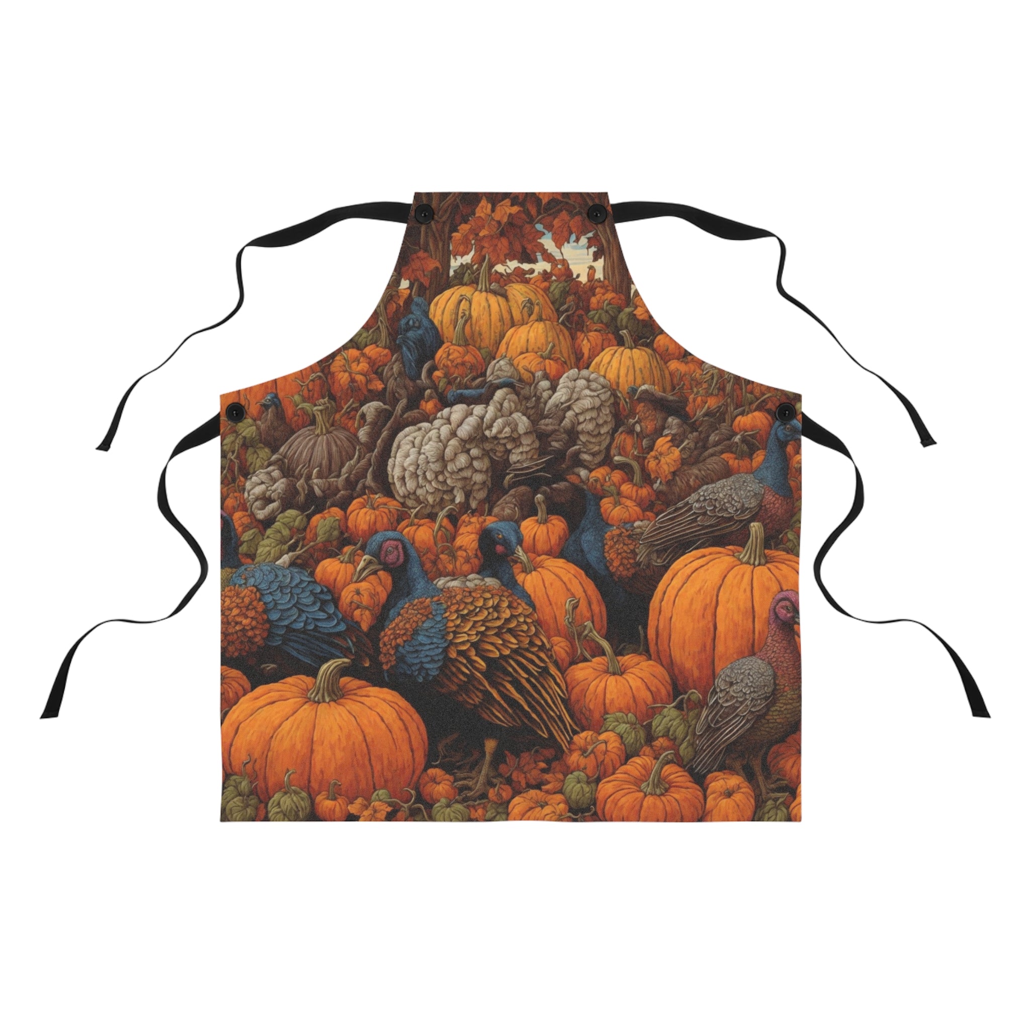 Artistic Turkeys in the Pumpkin Patch Designed Apron - Elevate Your Culinary Style with Customized Flair - Fall Autumn Thanksgiving Chef Kitchen Cook