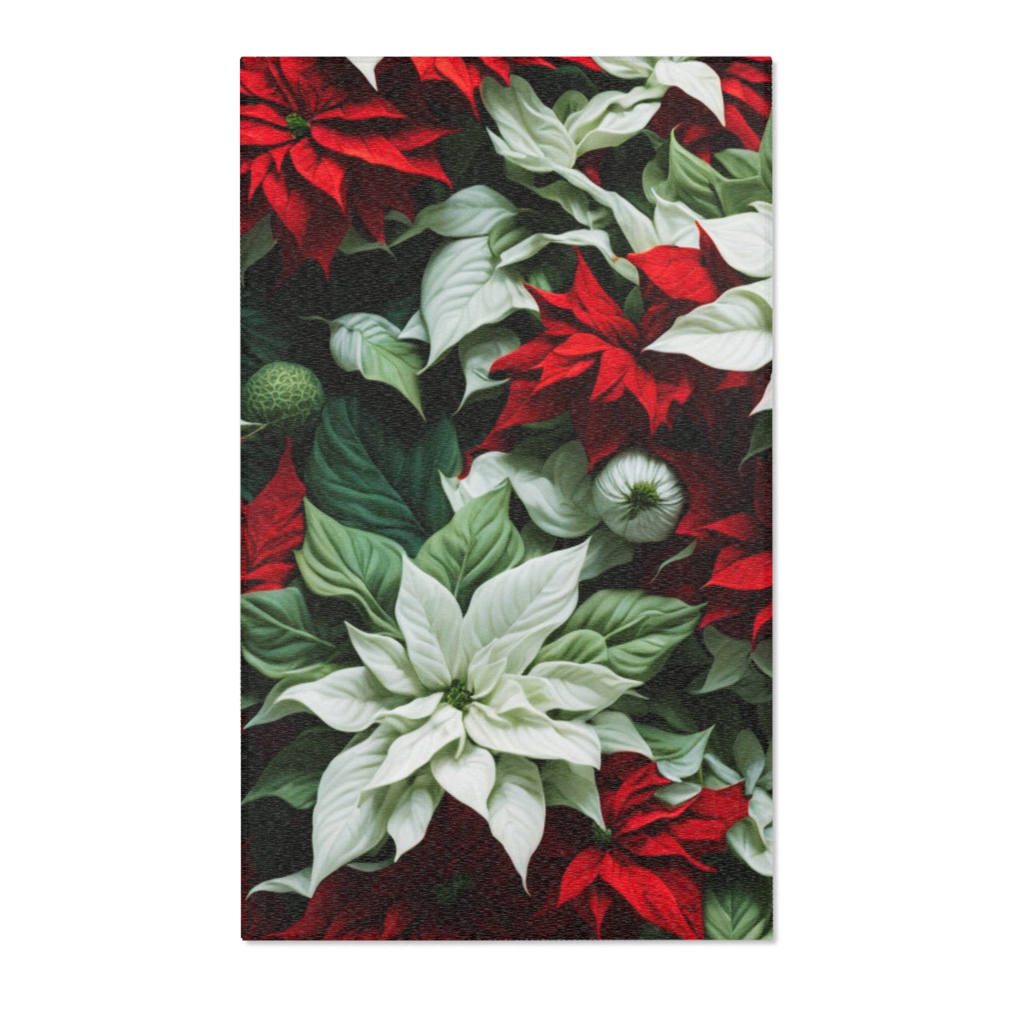 Blooming Bali Poinsettia Flower Designed Area Rugs Available in Multiple Sizes