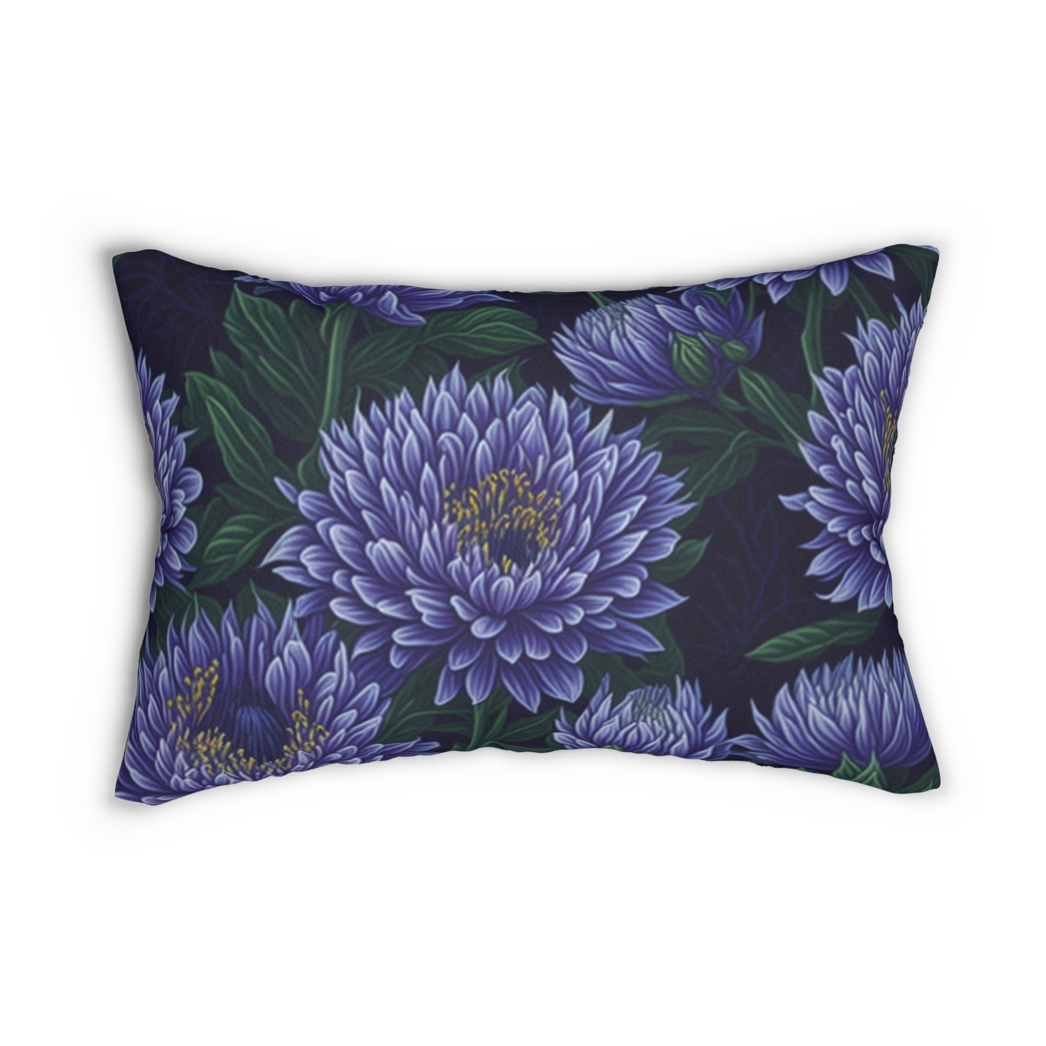 Brilliant Stokesia Floral Designed Spun Polyester Lumbar Pillow with Insert