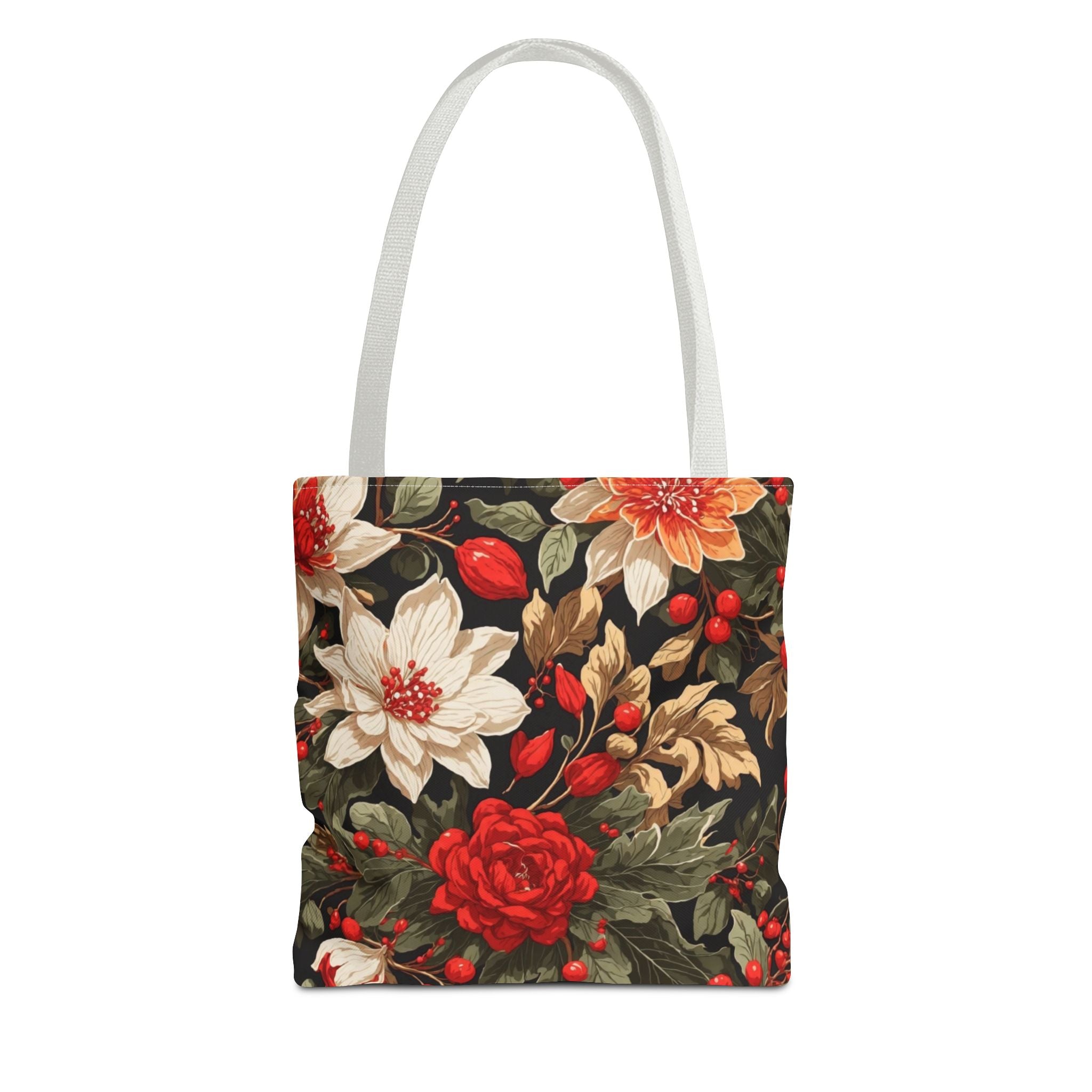 Glimmering Winter Floral Designed Tote Bag Available in 3 sizes