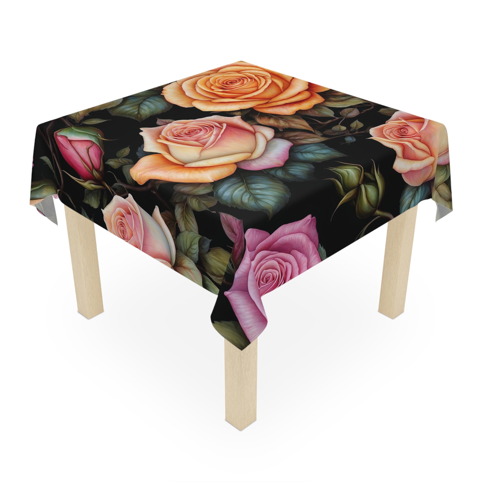 Captivating Pastel Floral Rose Designed 55" x 55" Tablecloth