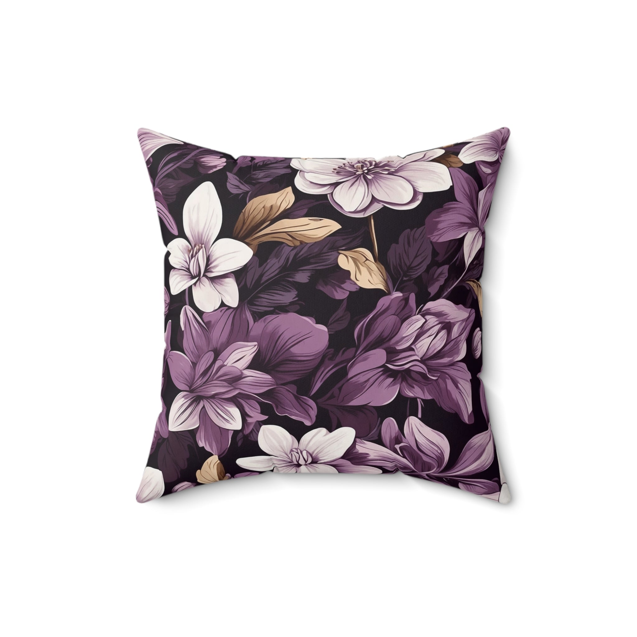 Brilliant Spring Floral in Purple Basil Designed Spun Polyester Square Pillow with Insert