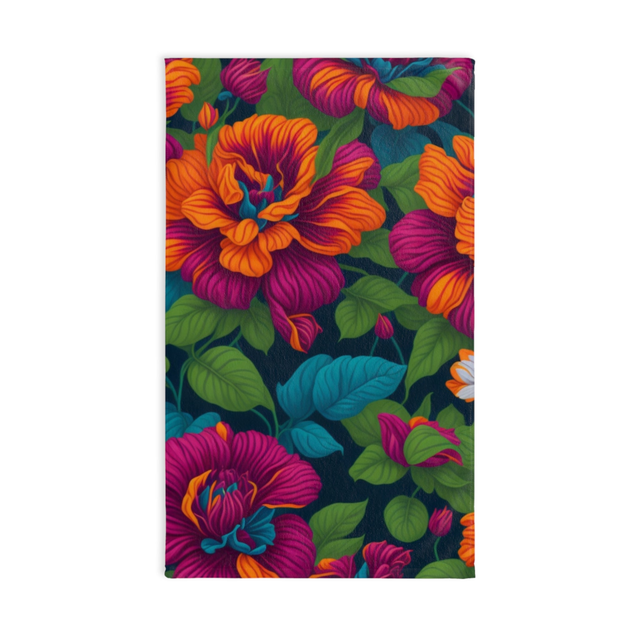 Dramatic Tropical Vesalea Flowers Designed Bath Mat 28" x 16" Hand Towel