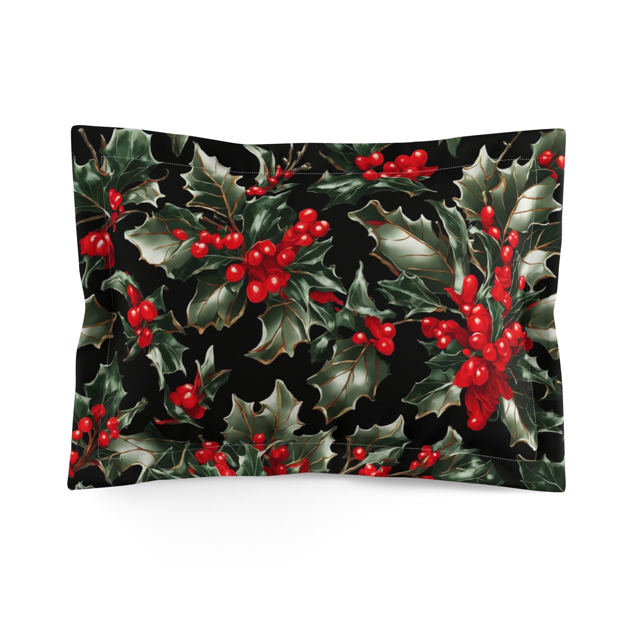 Elegant Holly of Christmas Designed Microfiber Pillow Sham Available in 2 Sizes