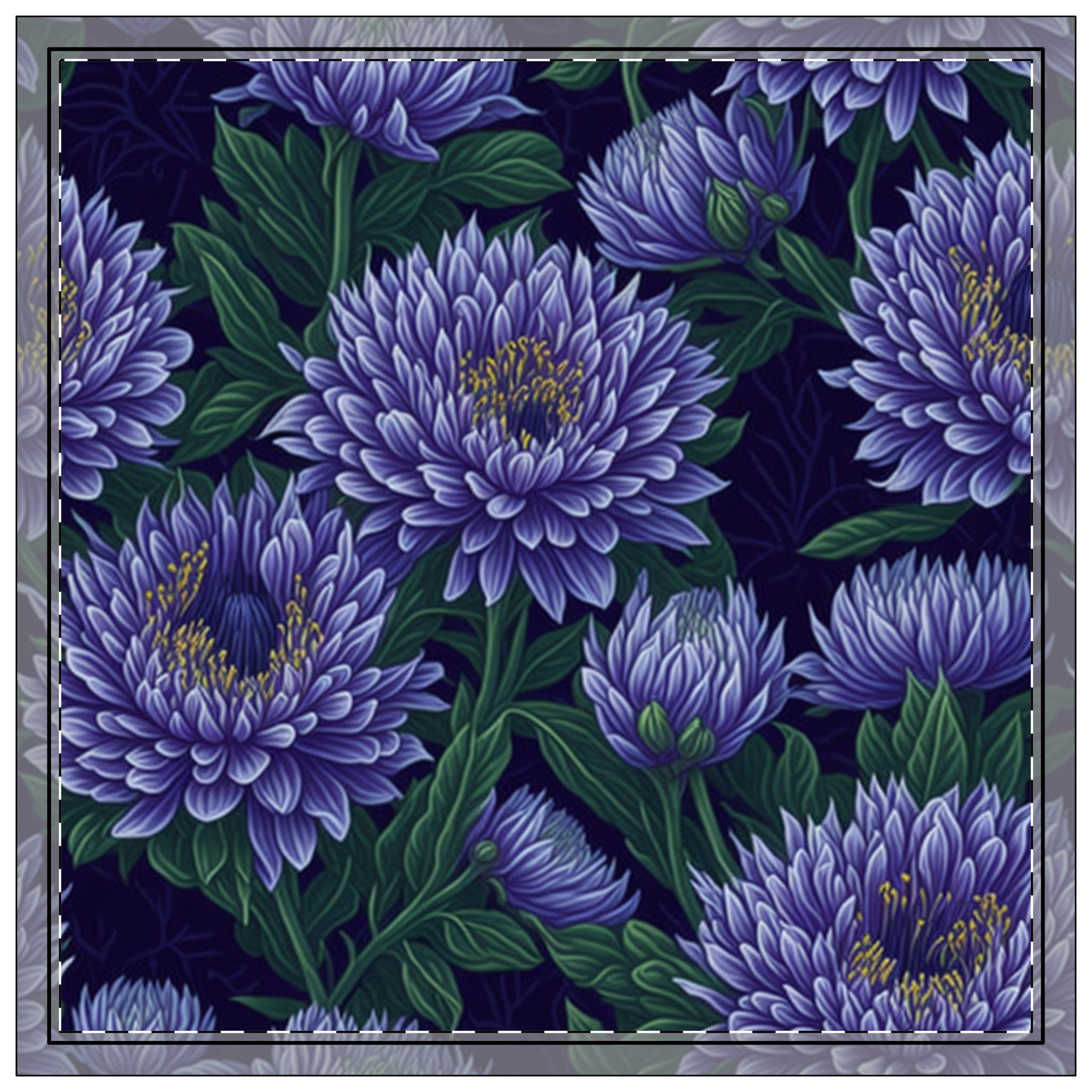 Brilliant Stokesia Floral Designed Napkins, 4-set