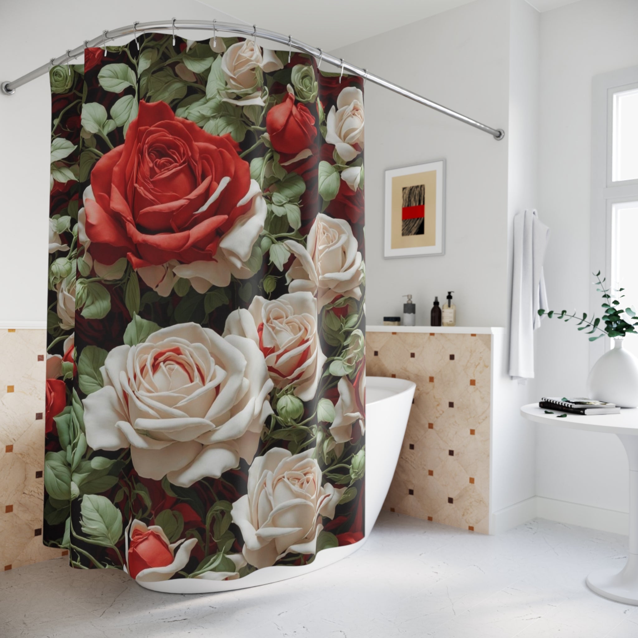 Cold Bunch of Christmas Roses Designed Shower Curtain