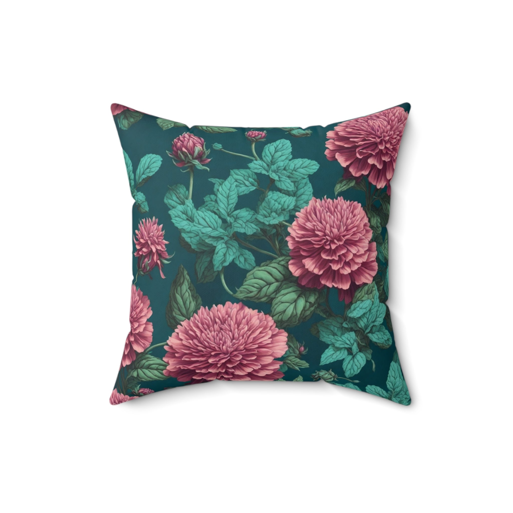 Comforting Mentha Flowers Designed Throw Pillow - Captivating Floral Elegance in Various Sizes with Insert