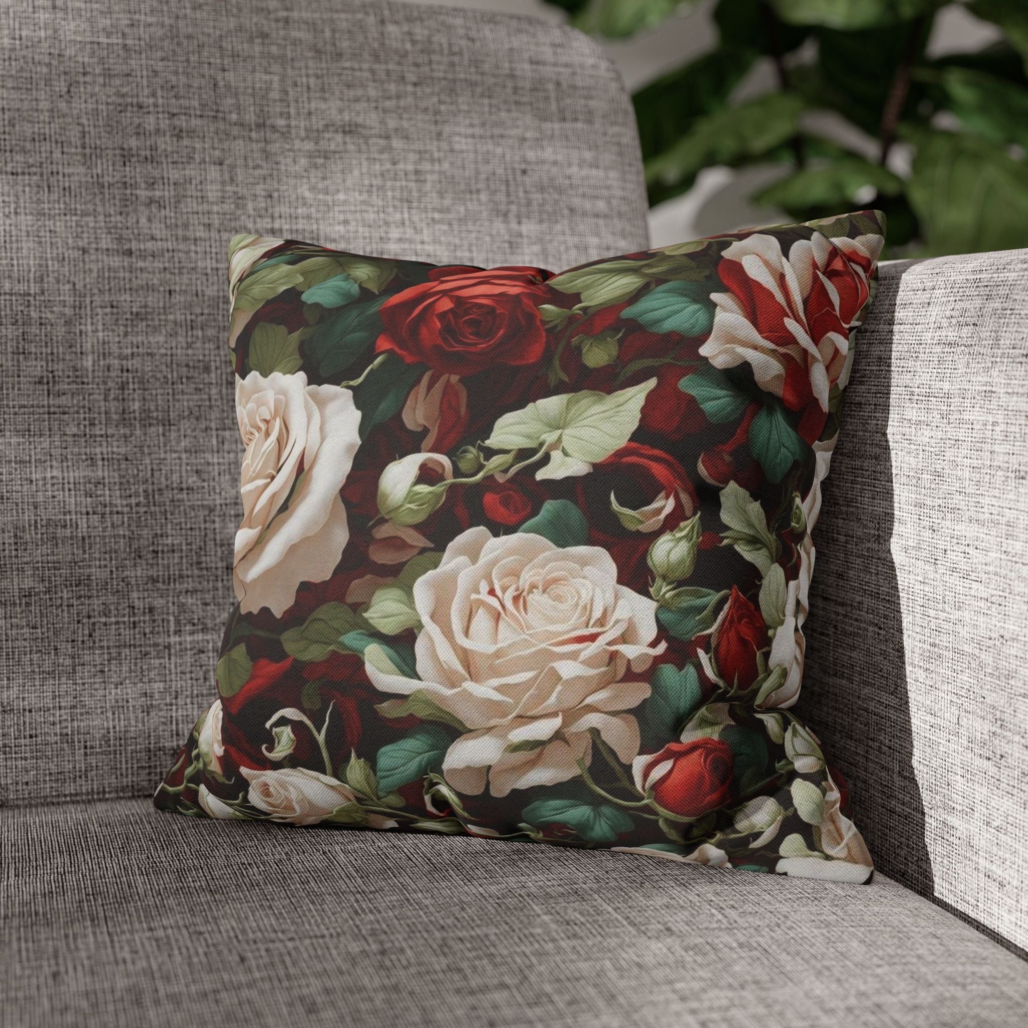 Bunches of Christmas Roses Holiday Floral Designed Square Pillow Cover - Festive Decor for Every Room - Polyester, Double-Sided Print