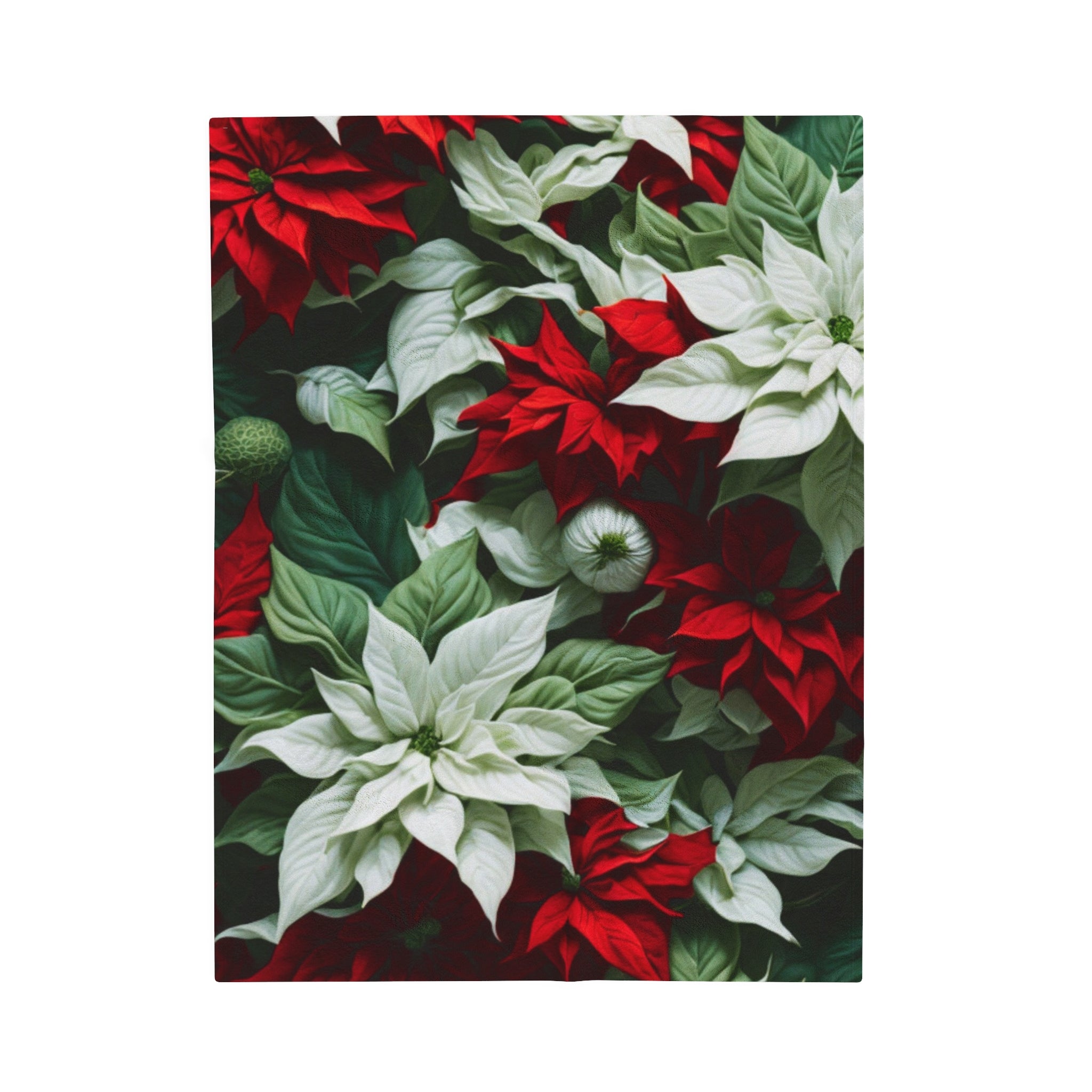 Blooming Bali Poinsettia Flower Designed Velveteen Plush Blanket