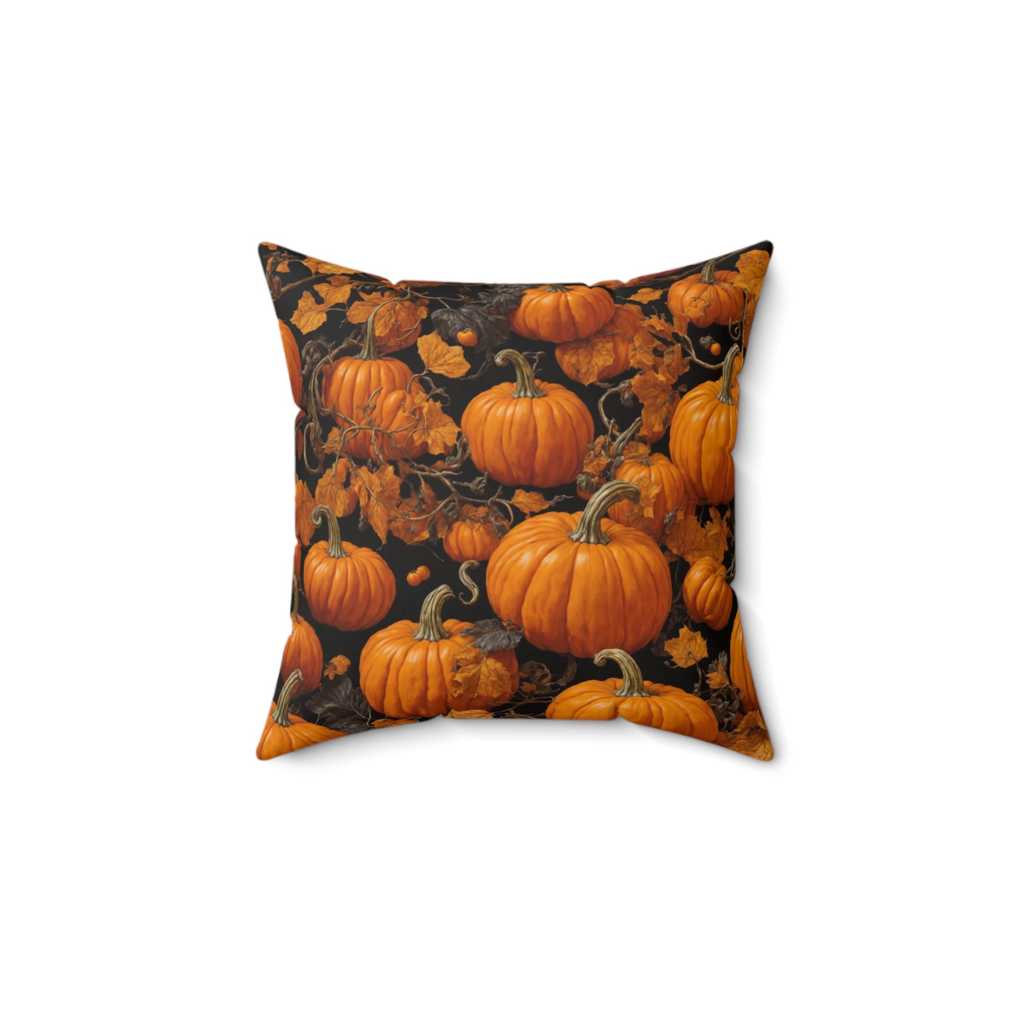 Plenty of Pumpkins in the Patch Design Spun Polyester Square Throw Pillow with Insert