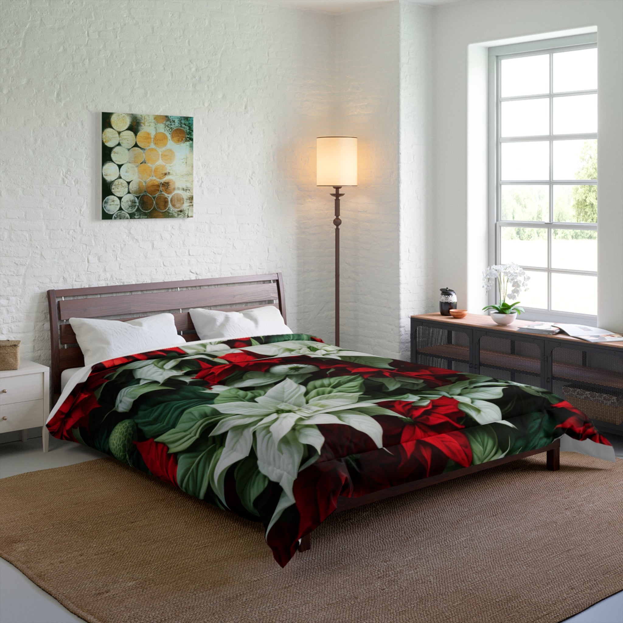 Blooming Bali Poinsettia Flower Designed Comforter