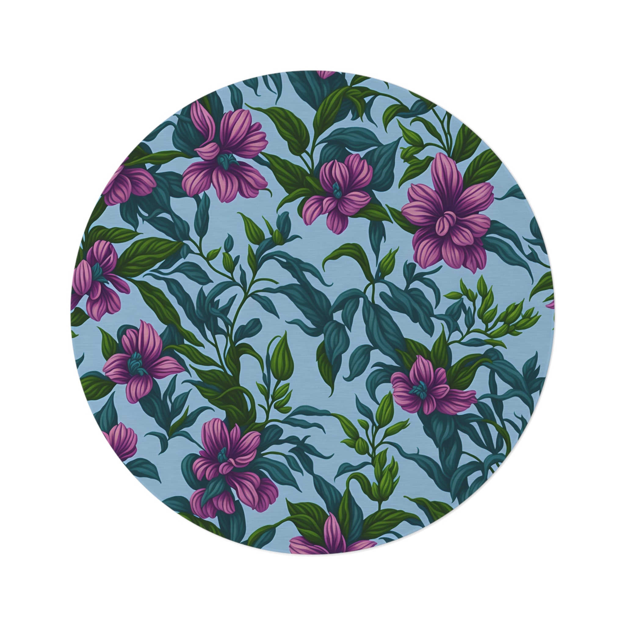 Charming Summer Stevia Flowers Designed 60" Round Rug