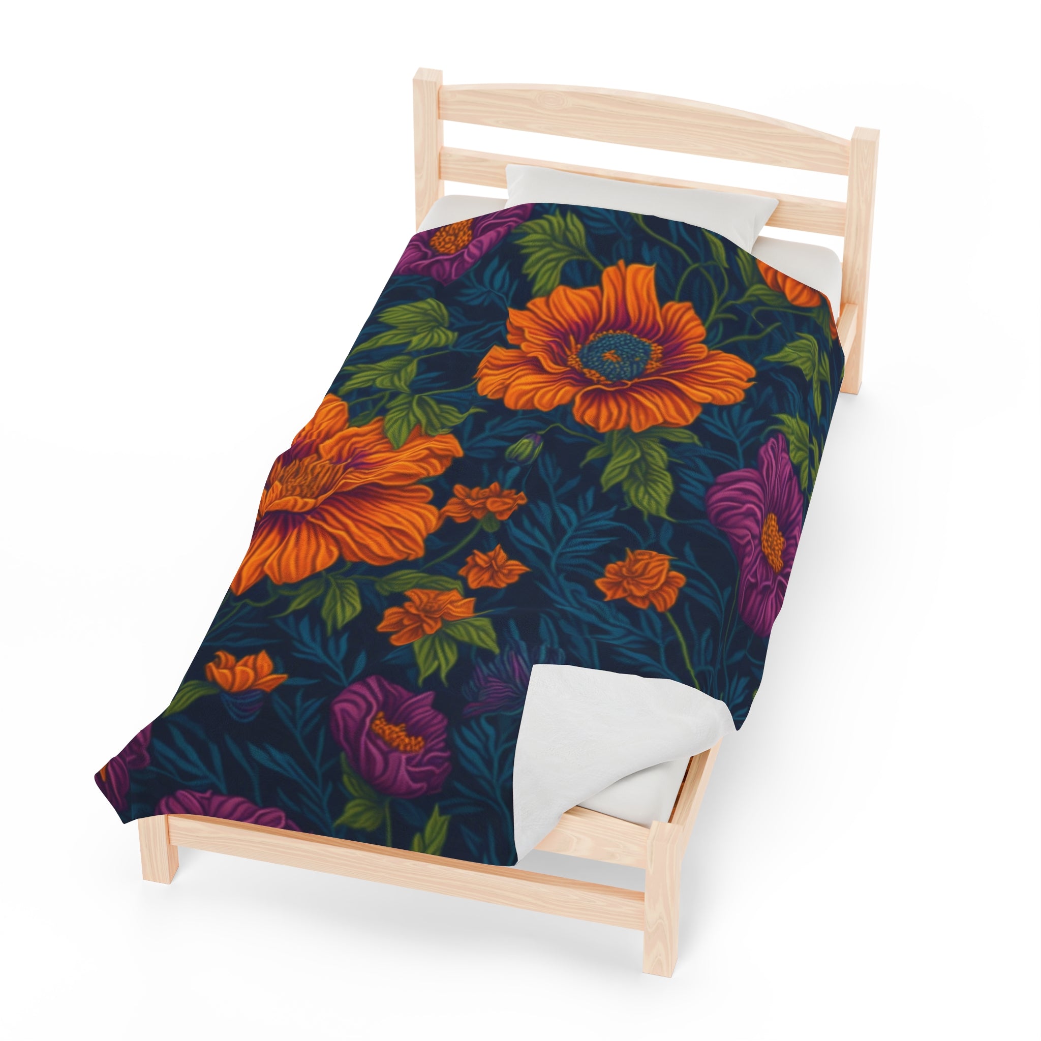 Botanical Tetraneuris Flowers Designed Velveteen Plush Blanket