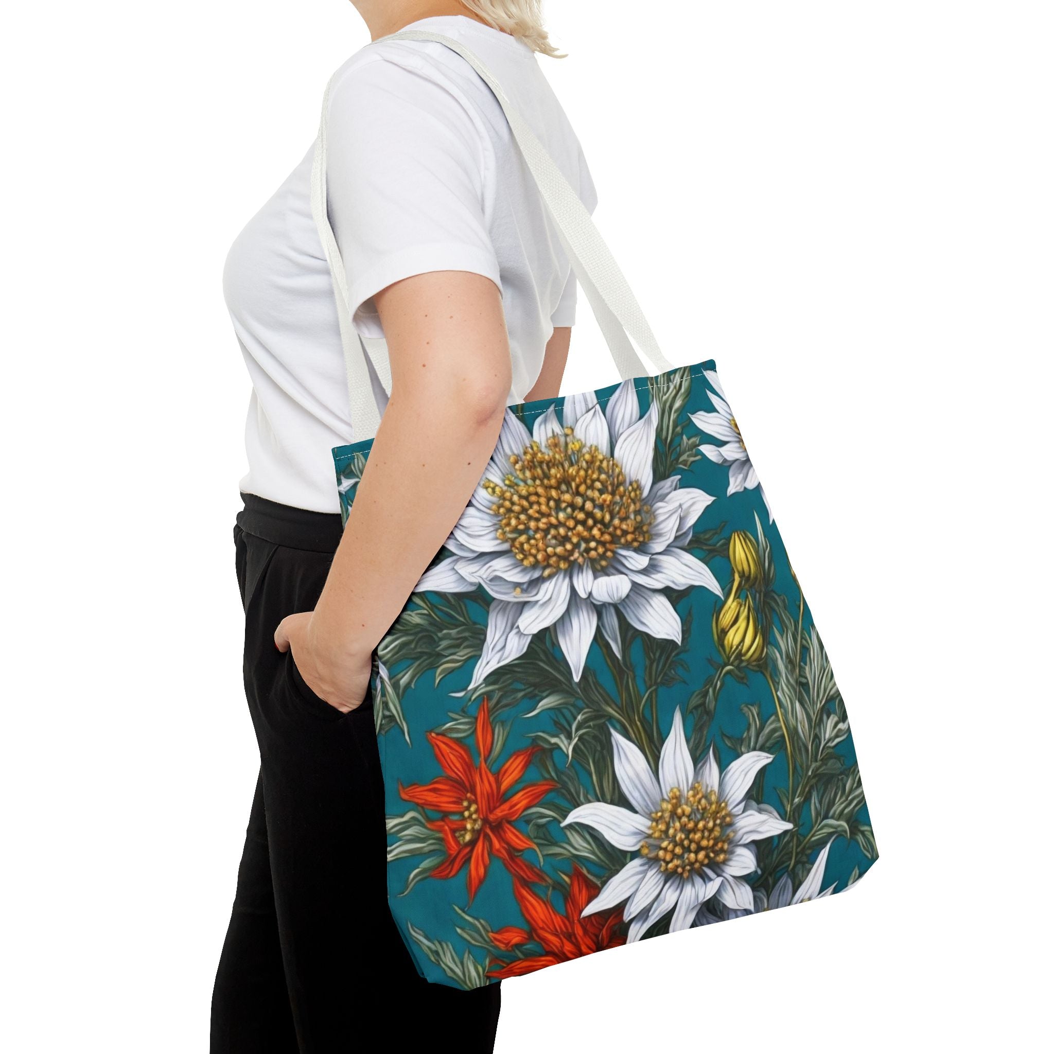 Whimsical Edelweiss Flowers Tote Bag Available in 3 sizes