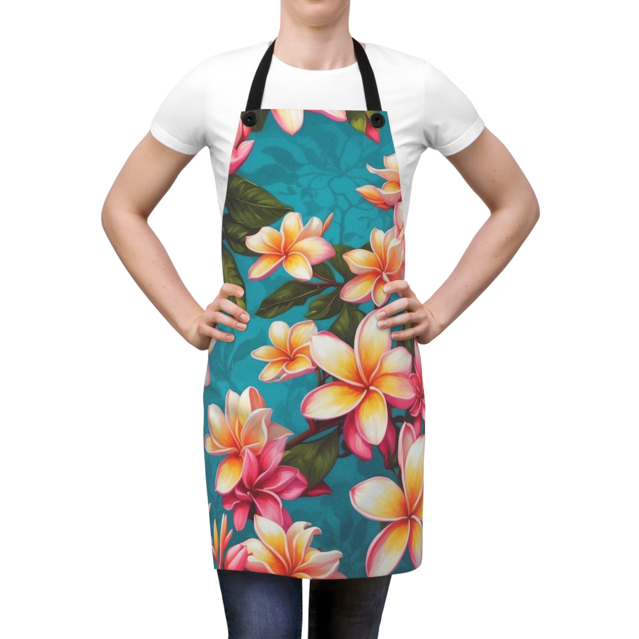 Bold Summer Plumeria Flower Designed Apron