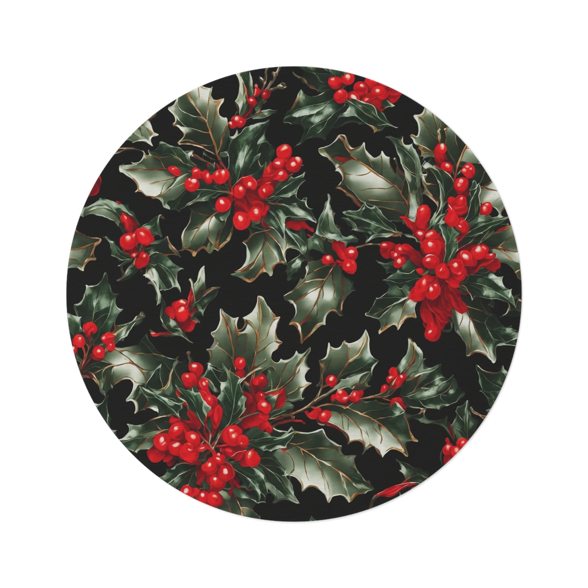 Elegant Holly of Christmas Designed 60" Round Rug