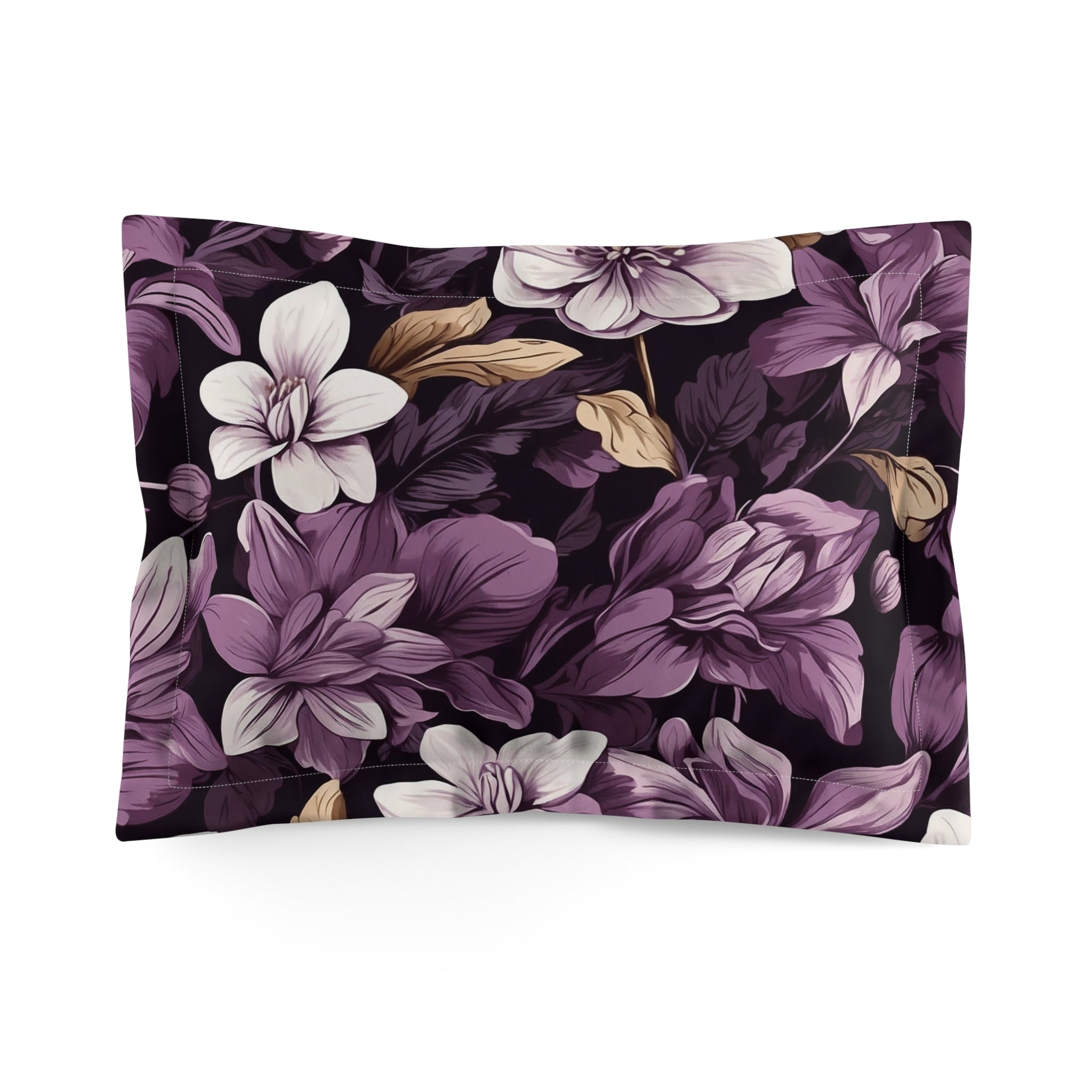 Brilliant Spring Floral in Purple Basil Designed Microfiber Pillow Sham Available in 2 Sizes