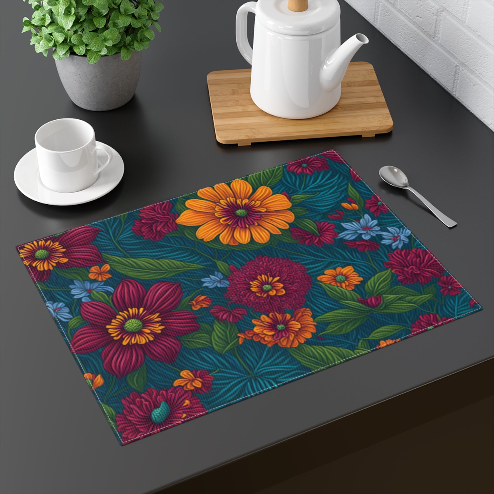 Exotic Tolmiea Flowers Designed Placemat, 1pc