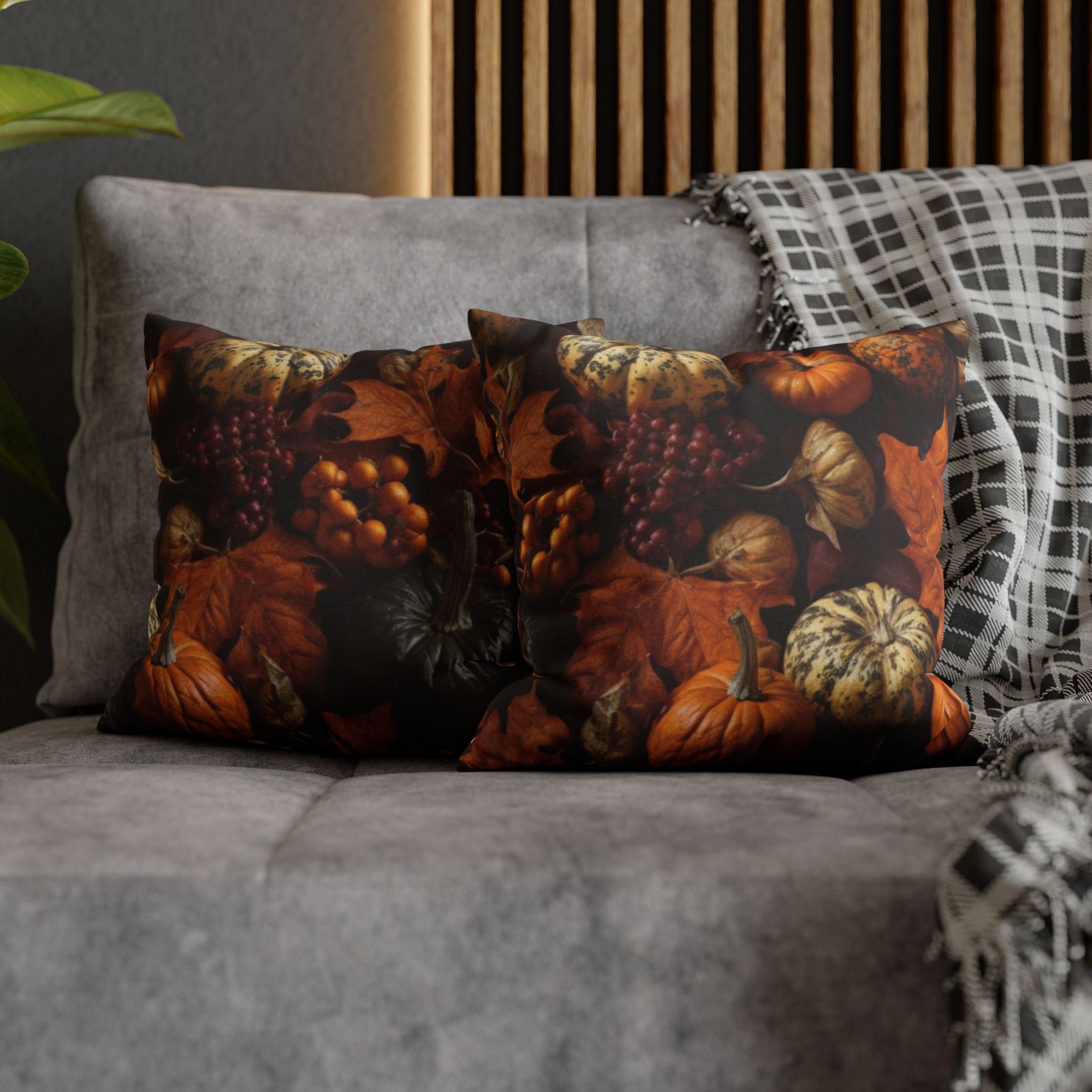 Rustic Pumpkin Harvest Among Foliage Designed Square Pillow Cover