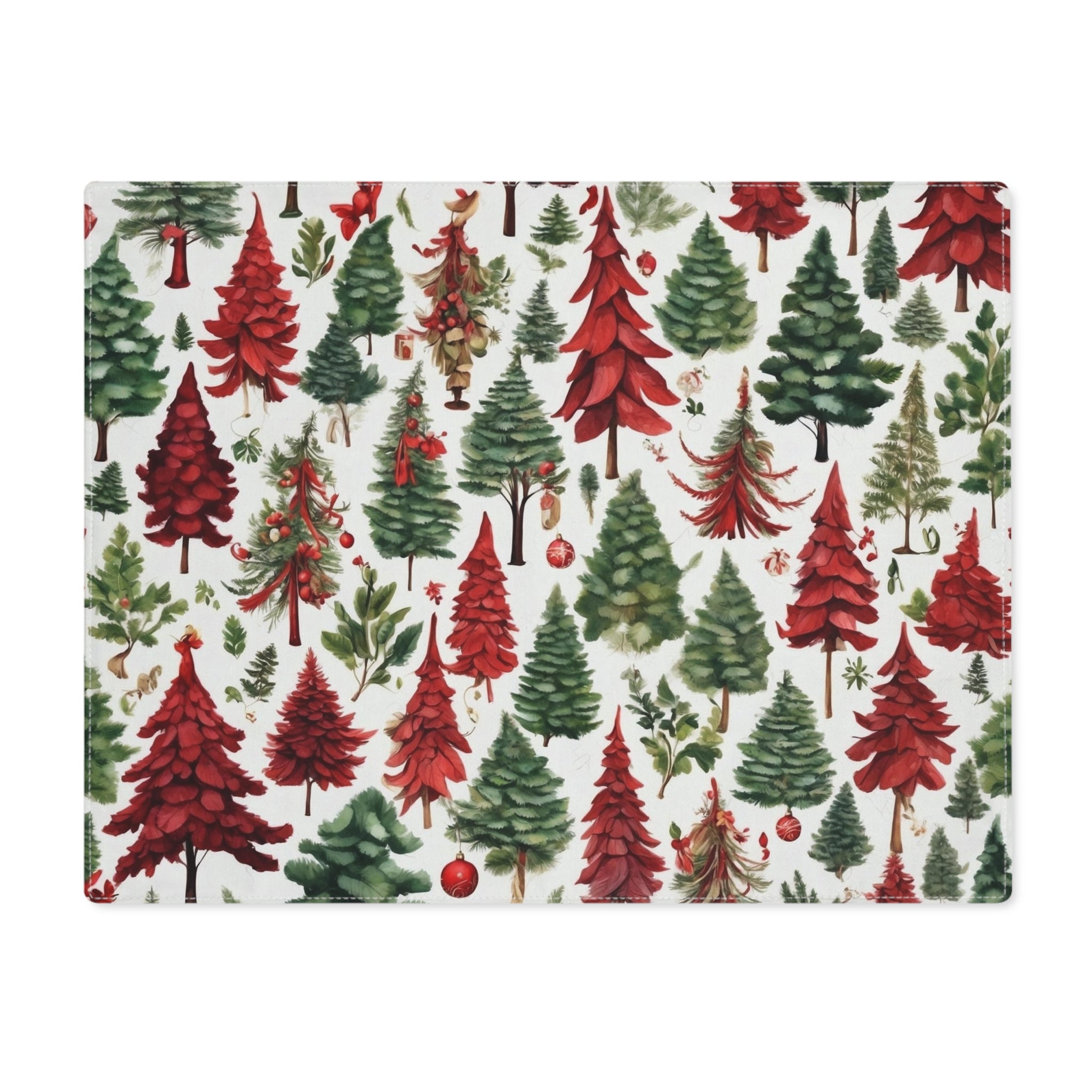 Festive & Bright Christmas Tree Designed Placemat - Double-Sided, Durable Cotton