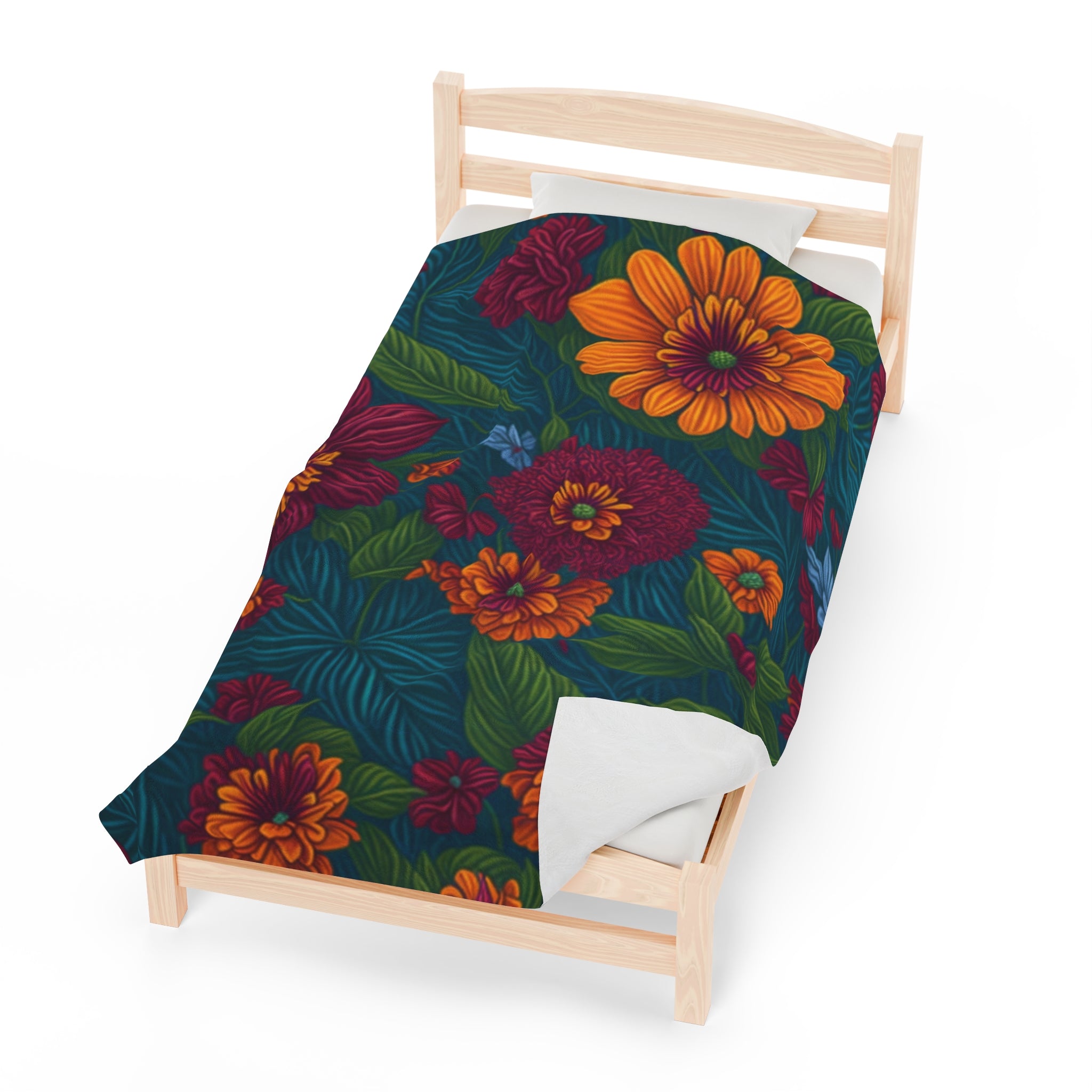 Exotic Tolmiea Flowers Designed Velveteen Plush Blanket 3 Sizes Available