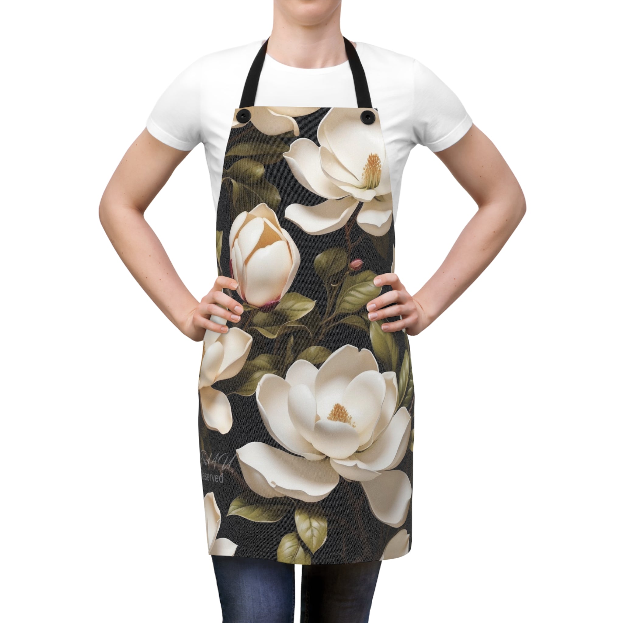 Wild White Magnolias Floral Designed Apron