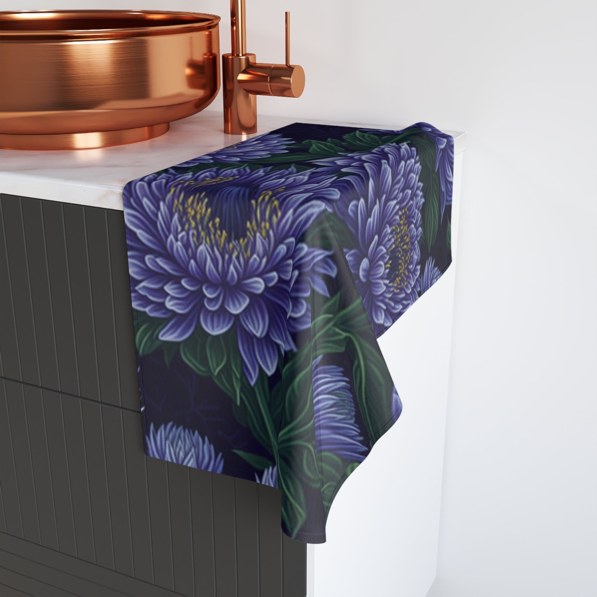 Brilliant Stokesia Floral Designed Hand Towel