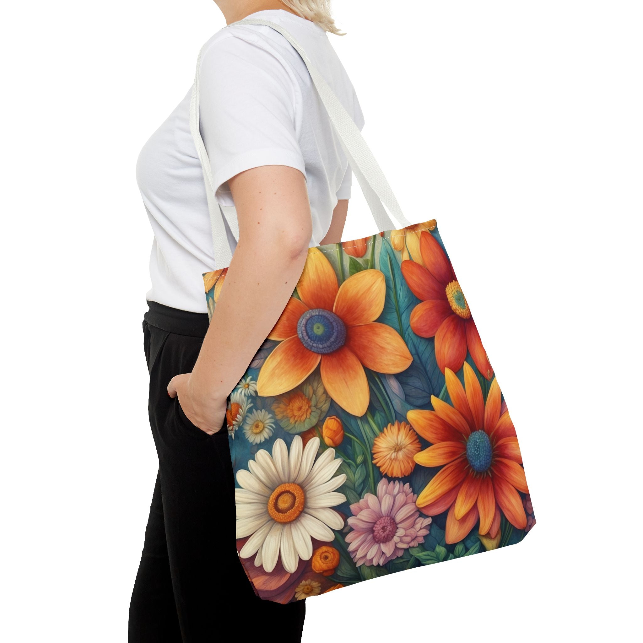 Summertime Full of Colorful Flowers Tote Bag 3 Sizes Available