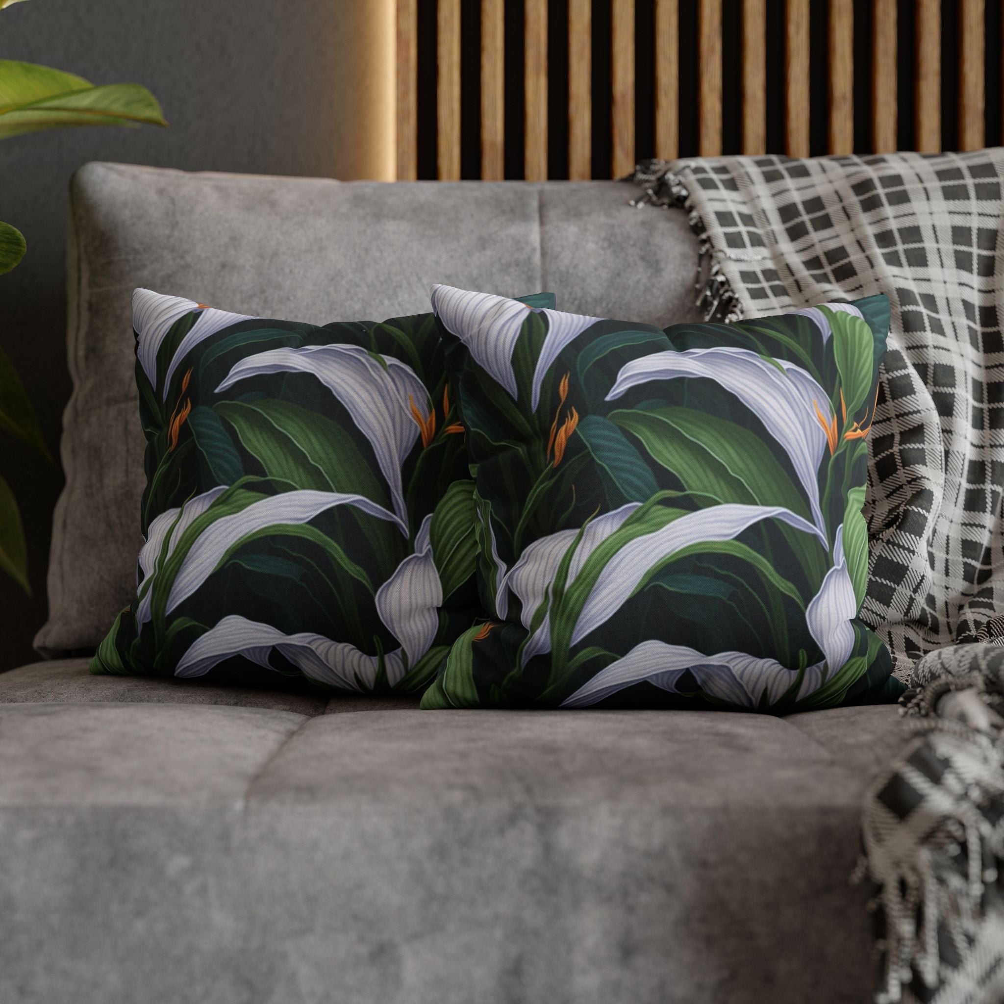 Welcoming Spathiphyllum Perennial Flower Spun Polyester Square Pillowcase