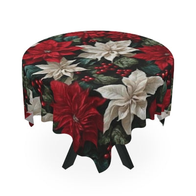 Mesmerizing Holiday Poinsettias Flowers Christmas Floral Designed 55" x 55" Tablecloth